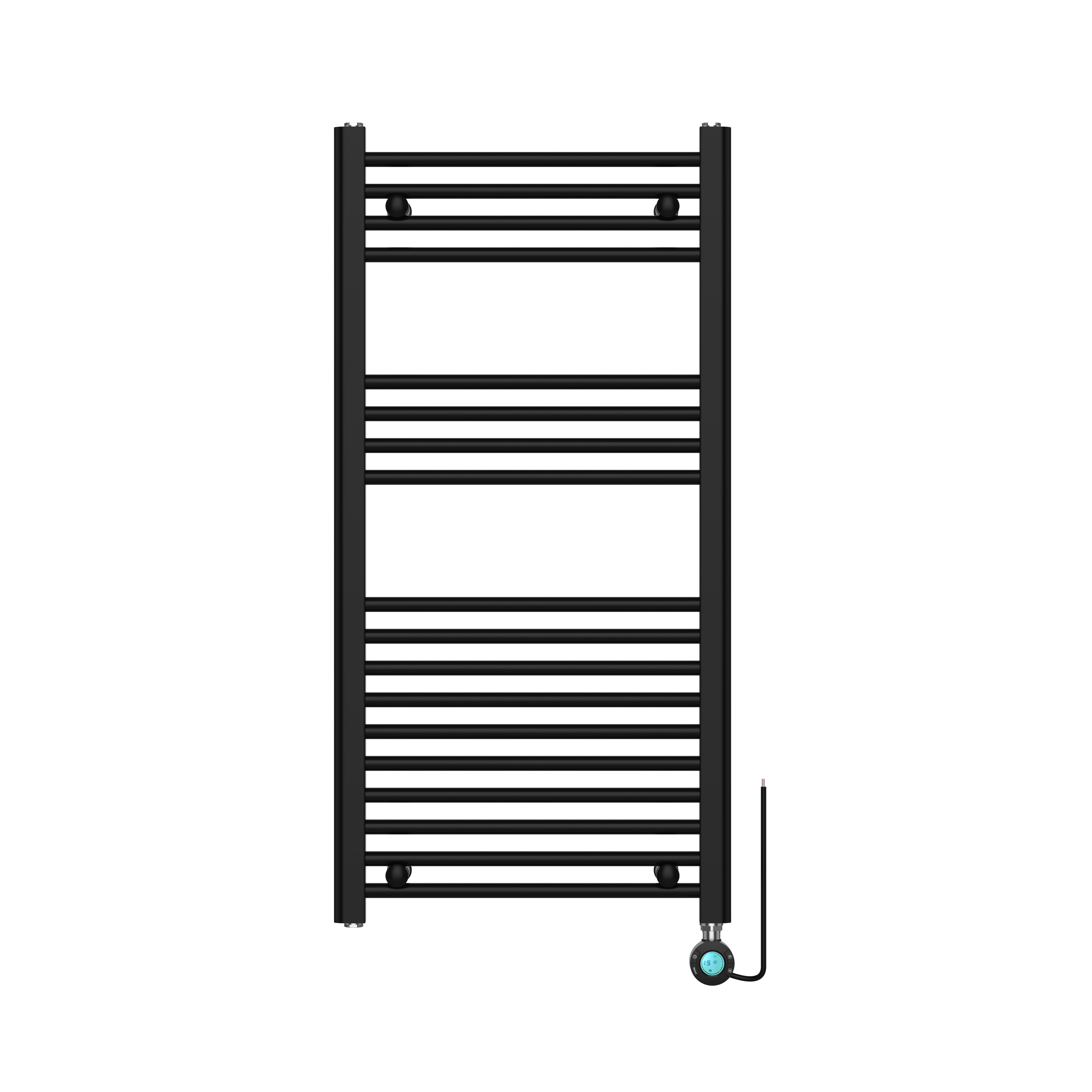 Flomasta Galene Black Electric Flat Towel warmer (W)500mm x (H)1000mm