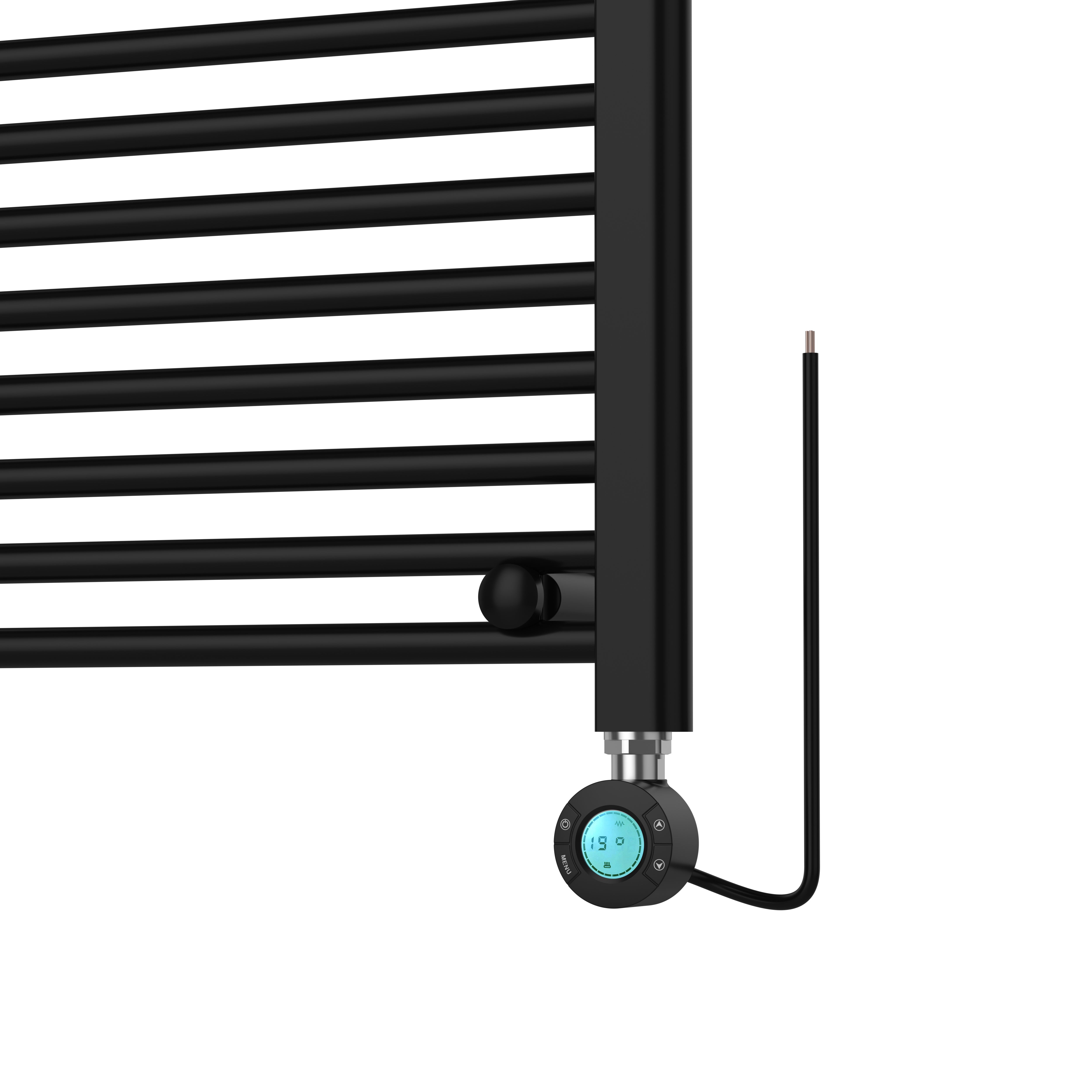 Flomasta Galene Black Electric Flat Towel warmer (W)500mm x (H)1000mm