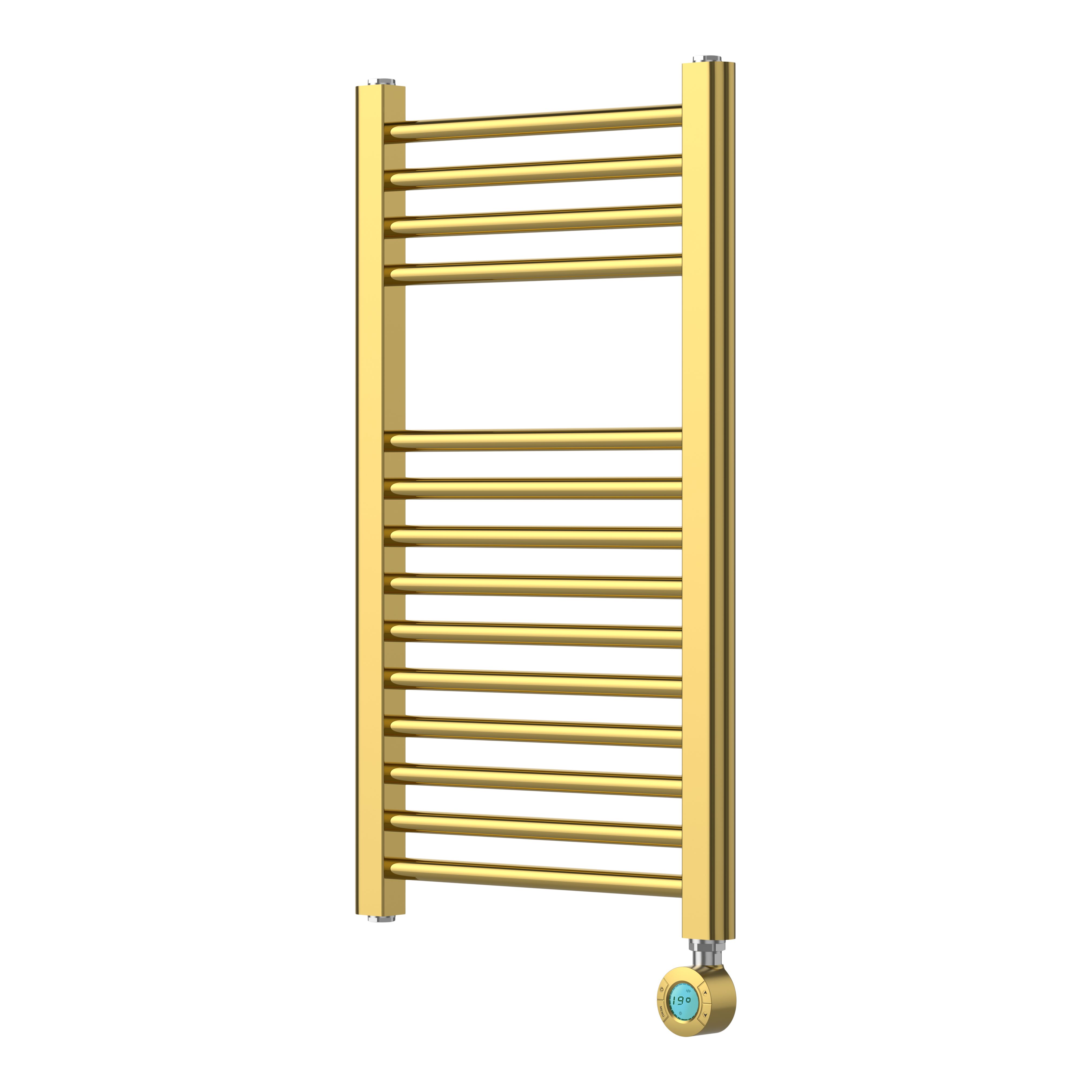 Flomasta Galene Brass effect Electric Flat Towel warmer (W)400mm x (H)700mm