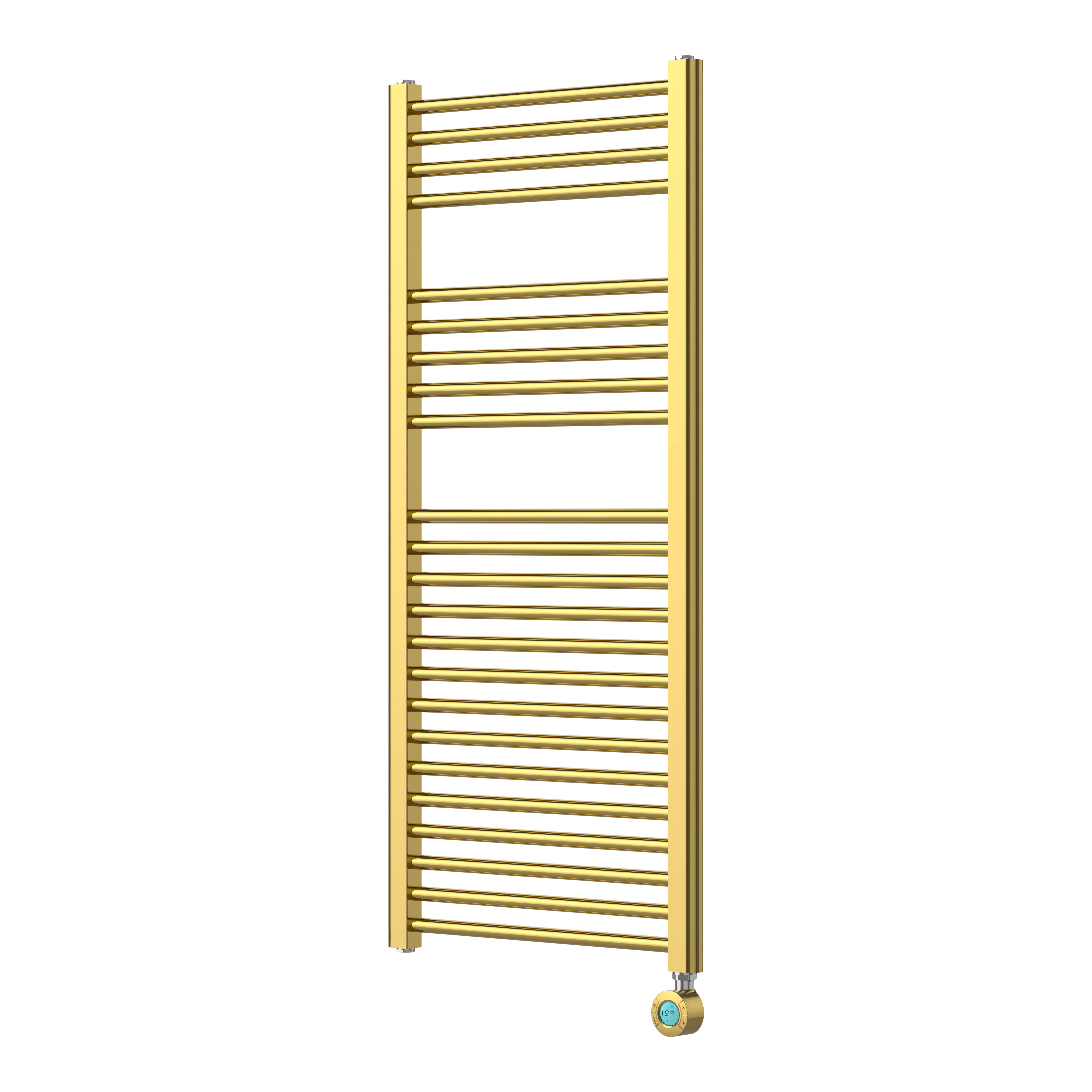 Flomasta Galene Brass effect Electric Flat Towel warmer (W)500mm x (H)1100mm