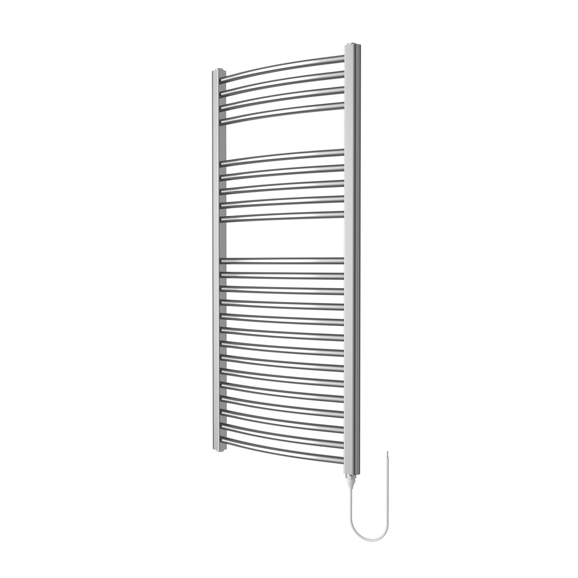 Flomasta Galene Chrome effect Curved Towel warmer (W)500mm x (H)1100mm