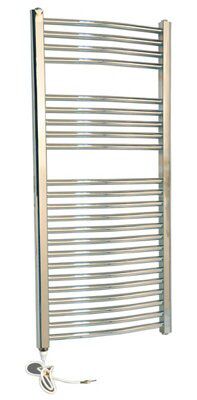Flomasta Galene Chrome effect Curved Towel warmer (W)500mm x (H)1100mm