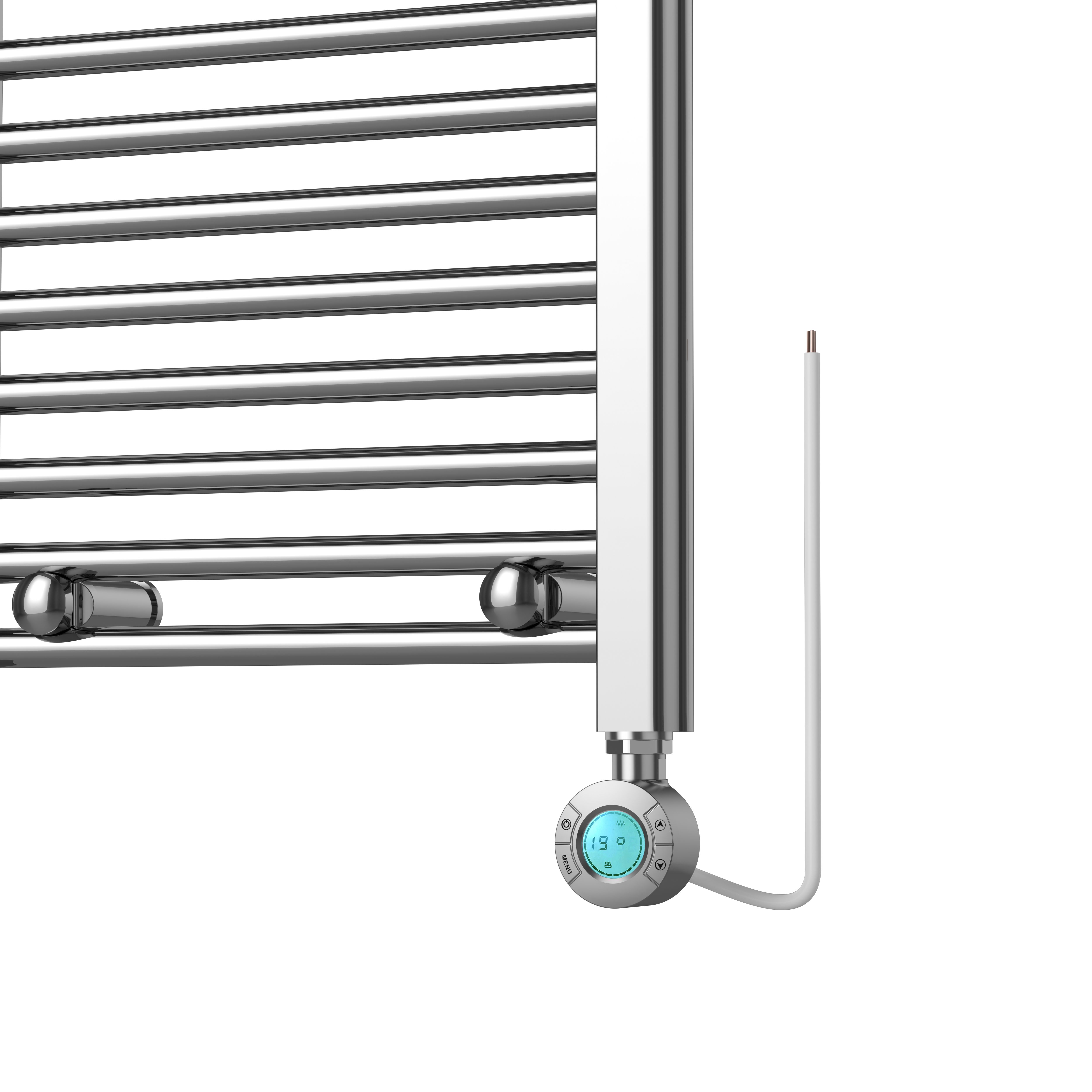 Flomasta Galene Chrome effect Electric Flat Towel warmer (W)400mm x (H)700mm