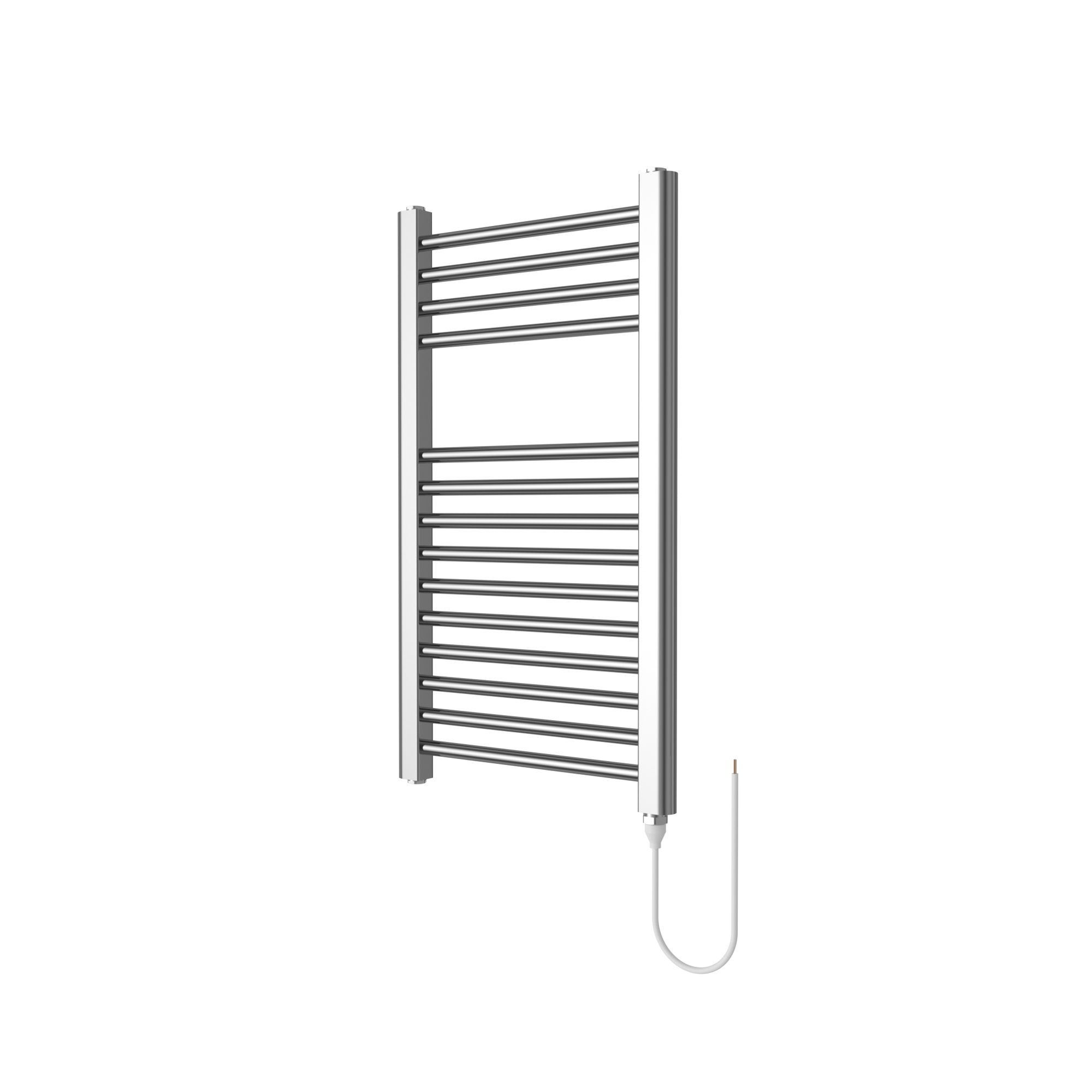 Flomasta Galene Chrome effect Flat Towel warmer (W)400mm x (H)700mm