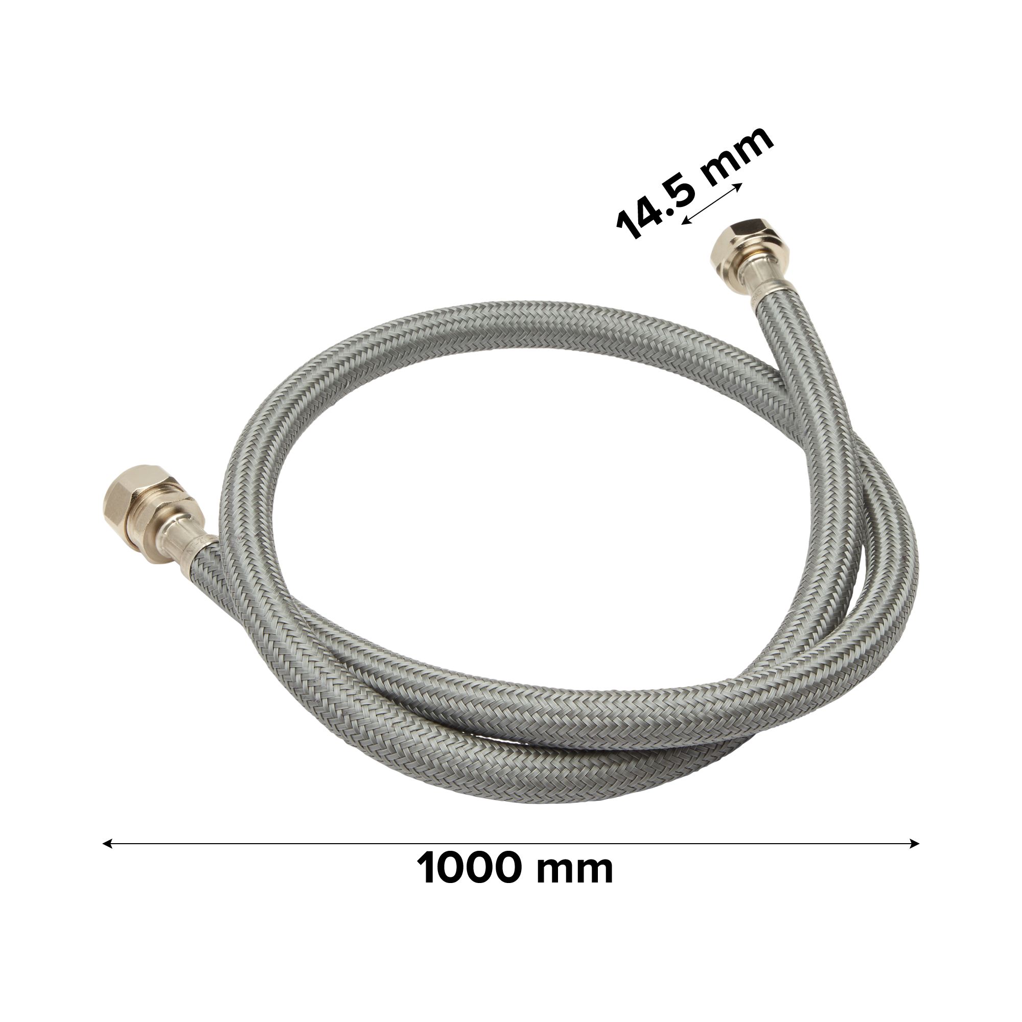 Flomasta Grey Flexible Hose ½" (L)1m 10mm x (Dia)14.5mm 25L/min