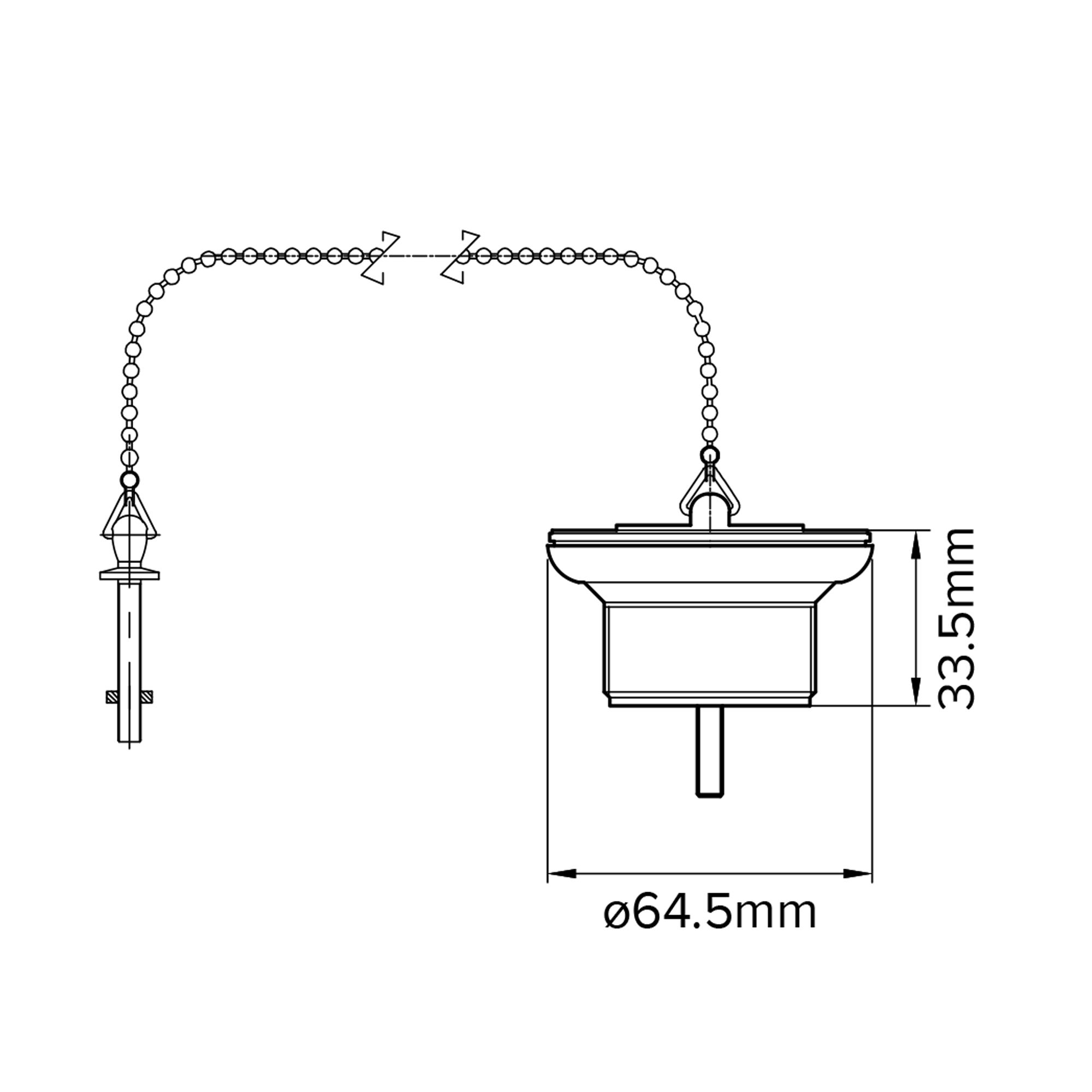 Flomasta Matt White, black Polypropylene (PP) & stainless steel Plug & chain Waste (Dia)64.5mm