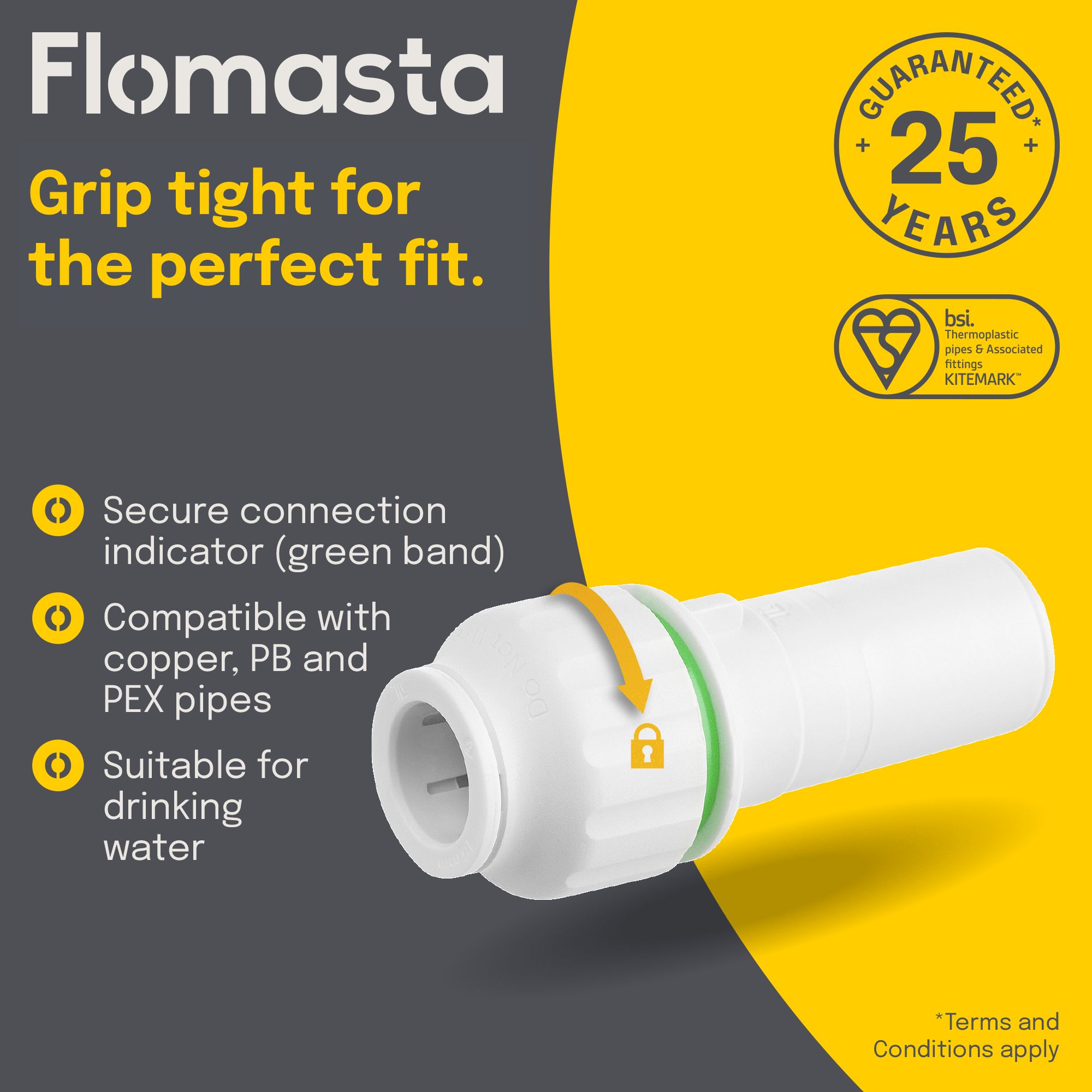 Flomasta Pipe fitting reducer (Dia)15mm x 22mm