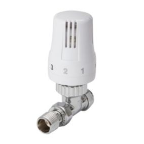 Flomasta Polished Straight Thermostatic Radiator valve (Dia)15mm x ½"