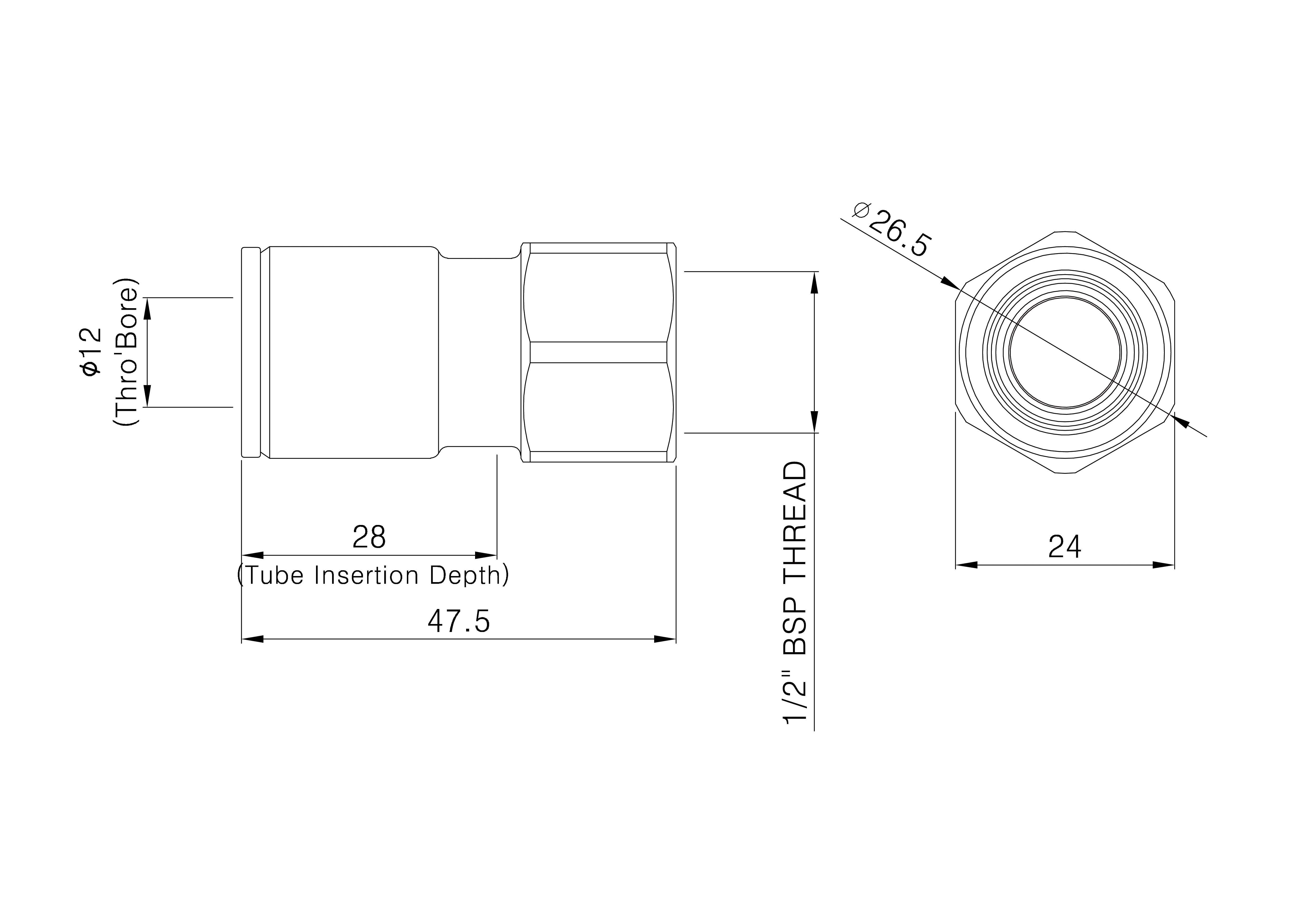 Flomasta Reducing Coupler (Dia)15mm (Dia)12.7mm x ½" 27mm