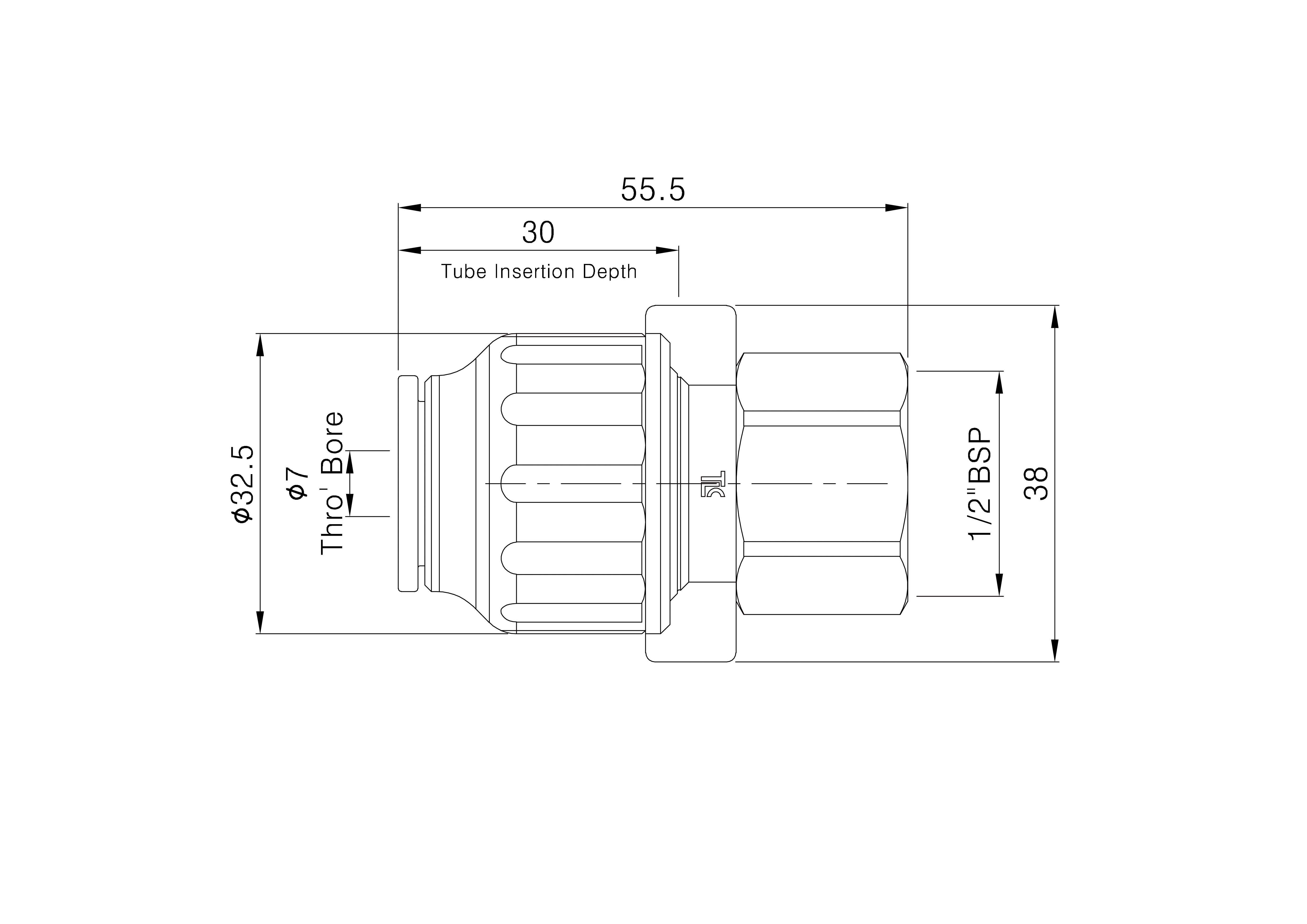 Flomasta Reducing Pipe fitting adaptor (Dia)15mm (Dia)12.7mm, Pack of 2