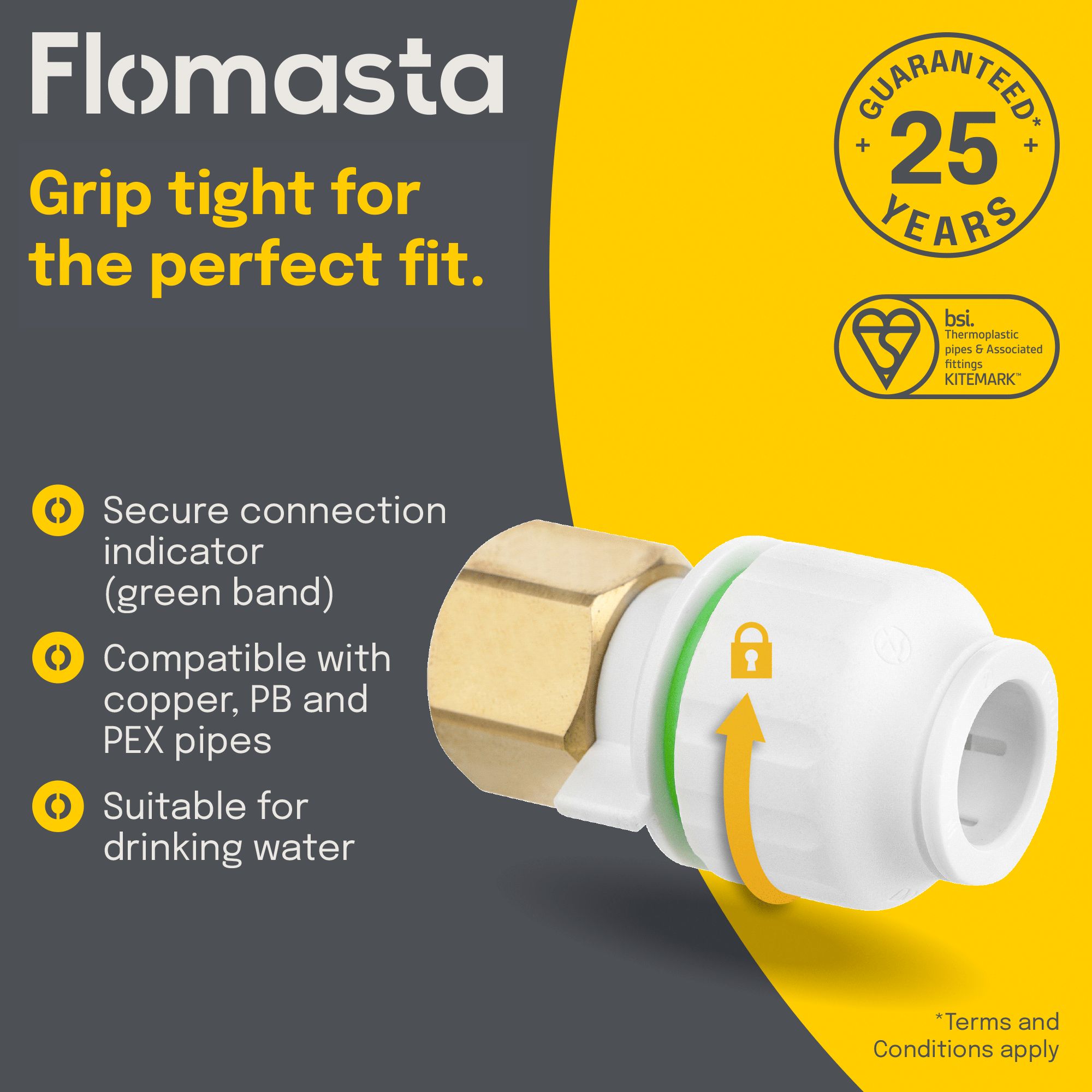 Flomasta Reducing Pipe fitting adaptor (Dia)15mm (Dia)12.7mm, Pack of 2