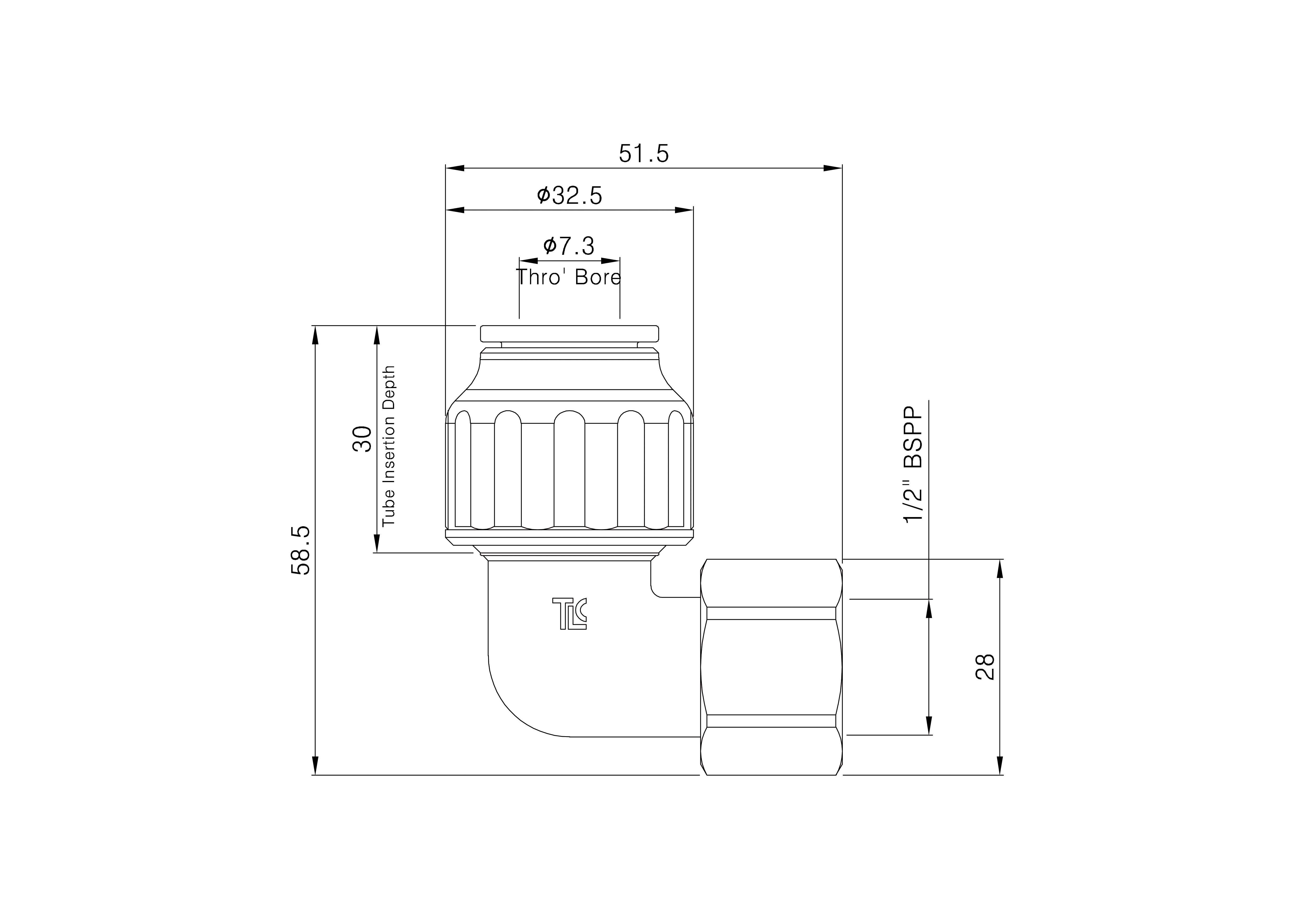 Flomasta Reducing Pipe fitting adaptor (Dia)15mm (Dia)12.7mm x ½"