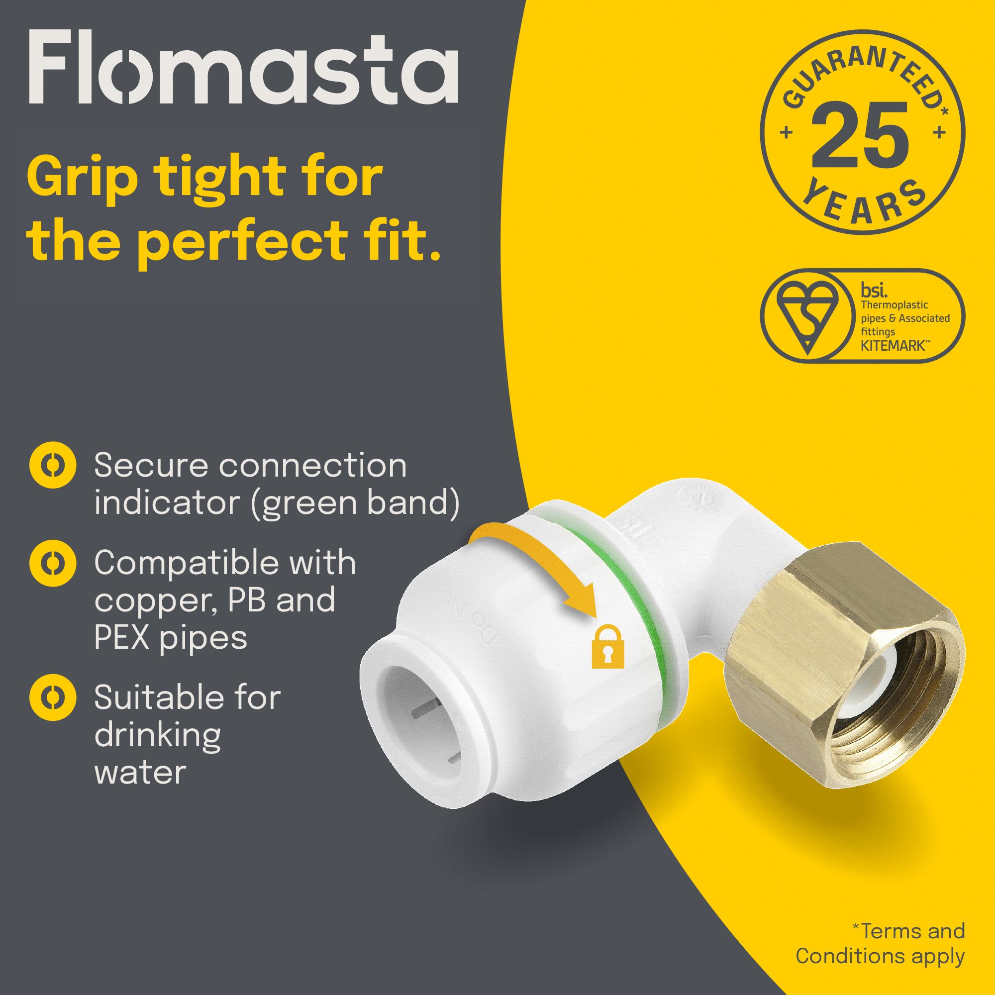 Flomasta Reducing Pipe fitting adaptor (Dia)15mm (Dia)12.7mm x ½"
