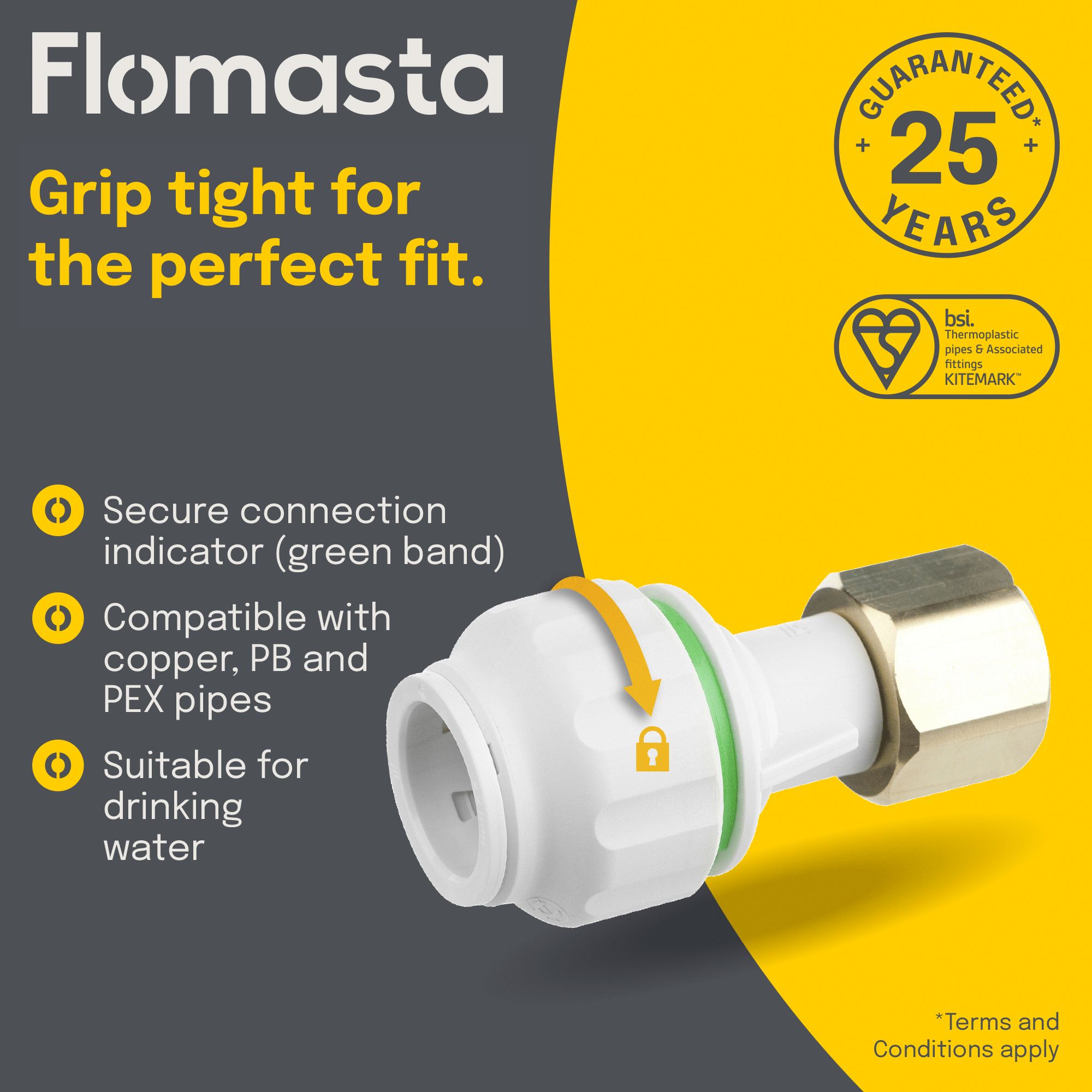 Flomasta Reducing Pipe fitting adaptor (Dia)22mm (Dia)19.05mm x ¾"