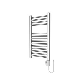 Flomasta Silver Chrome effect Flat Towel warmer (W)400mm x (H)700mm