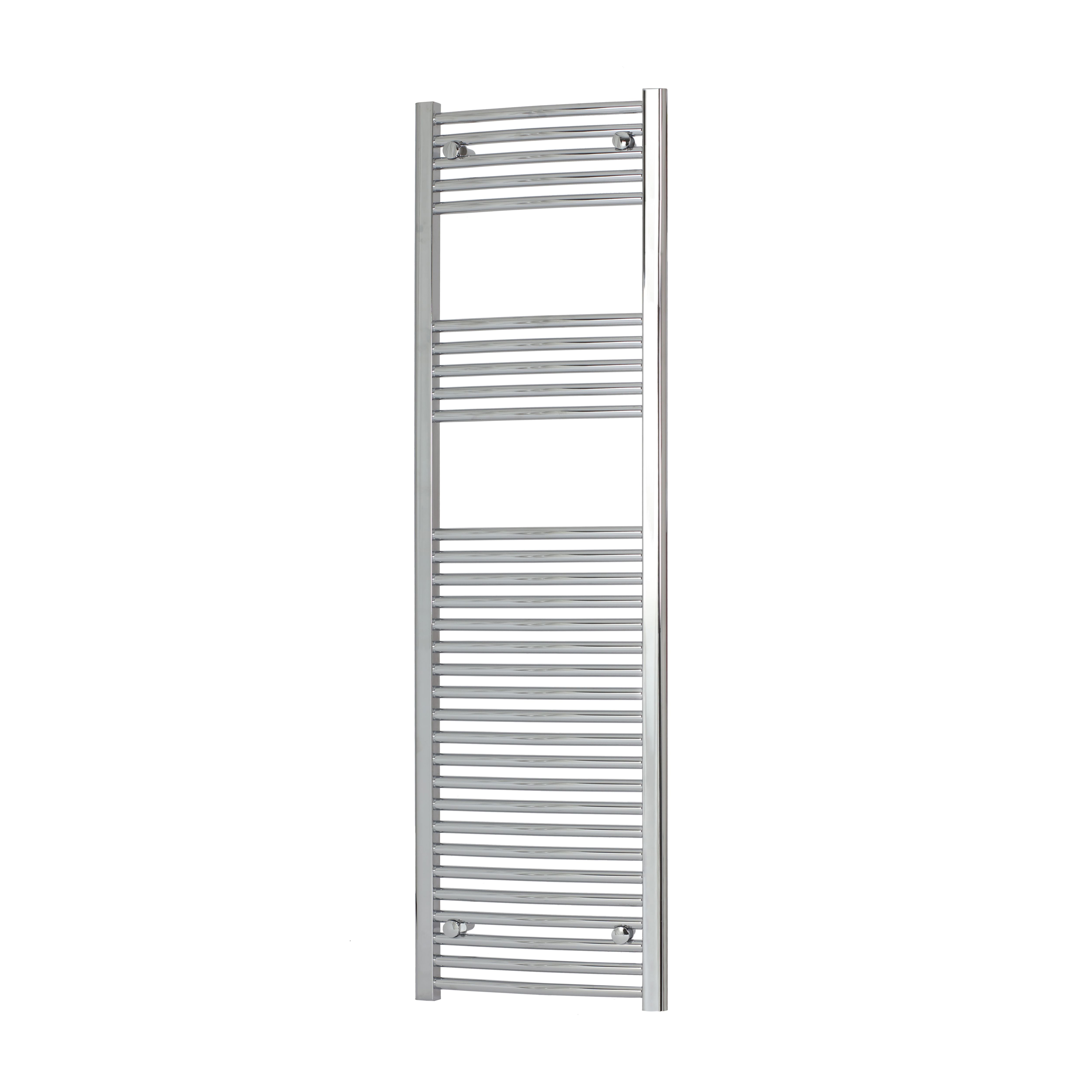 Flomasta, Silver Vertical Curved Towel radiator (W)450mm x (H)1600mm