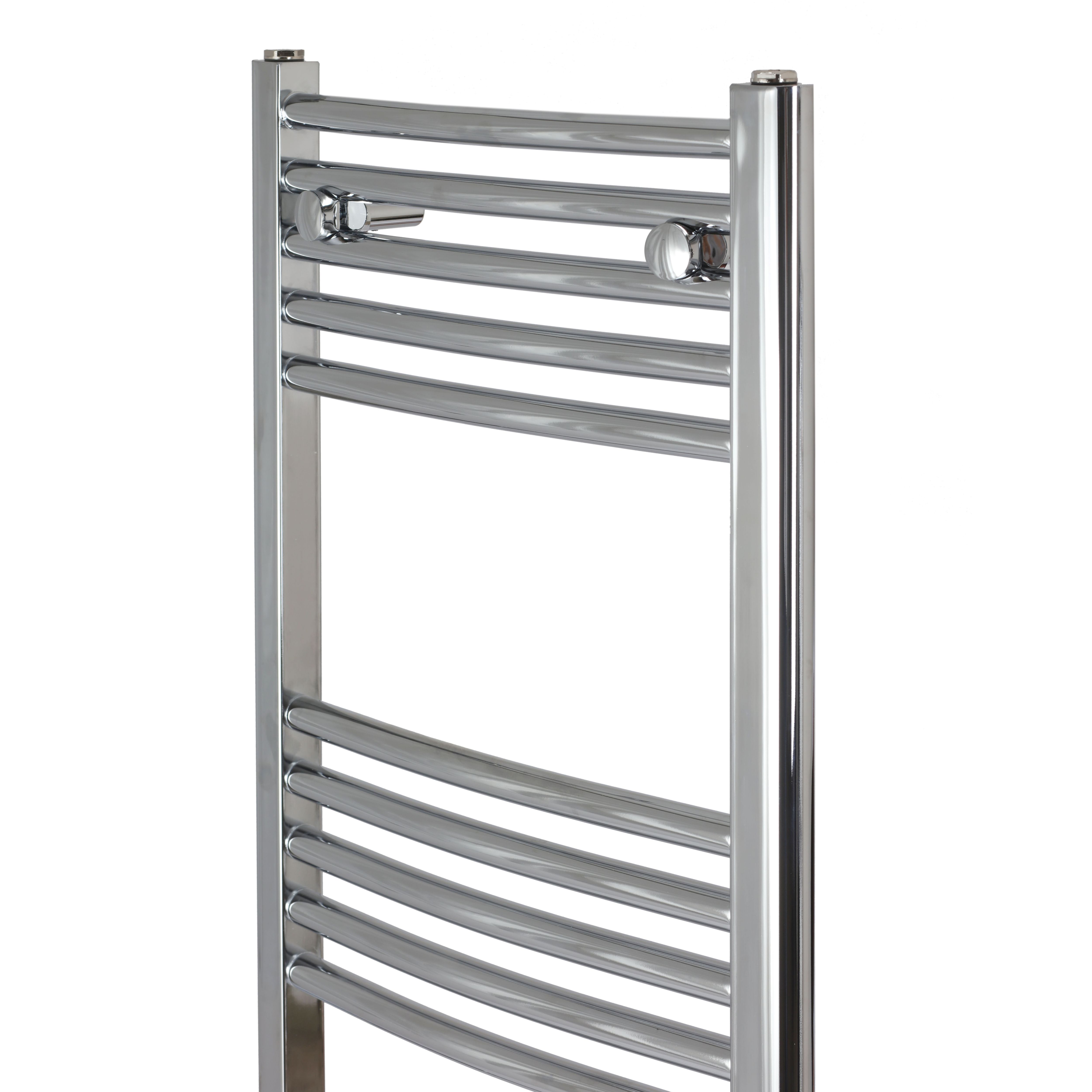 Flomasta, Silver Vertical Curved Towel radiator (W)450mm x (H)1600mm