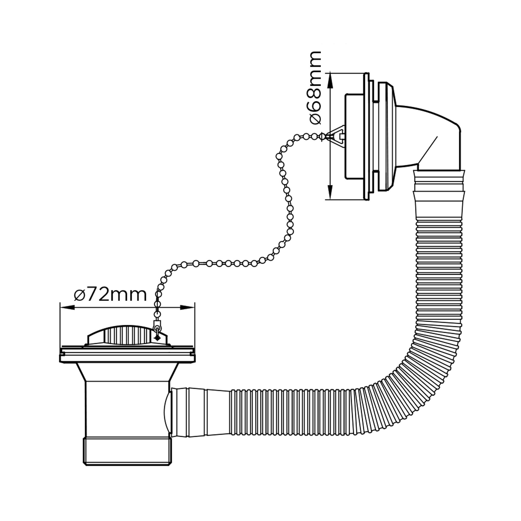 Flomasta Unslotted Plug & chain Bath Waste - (Dia)52mm