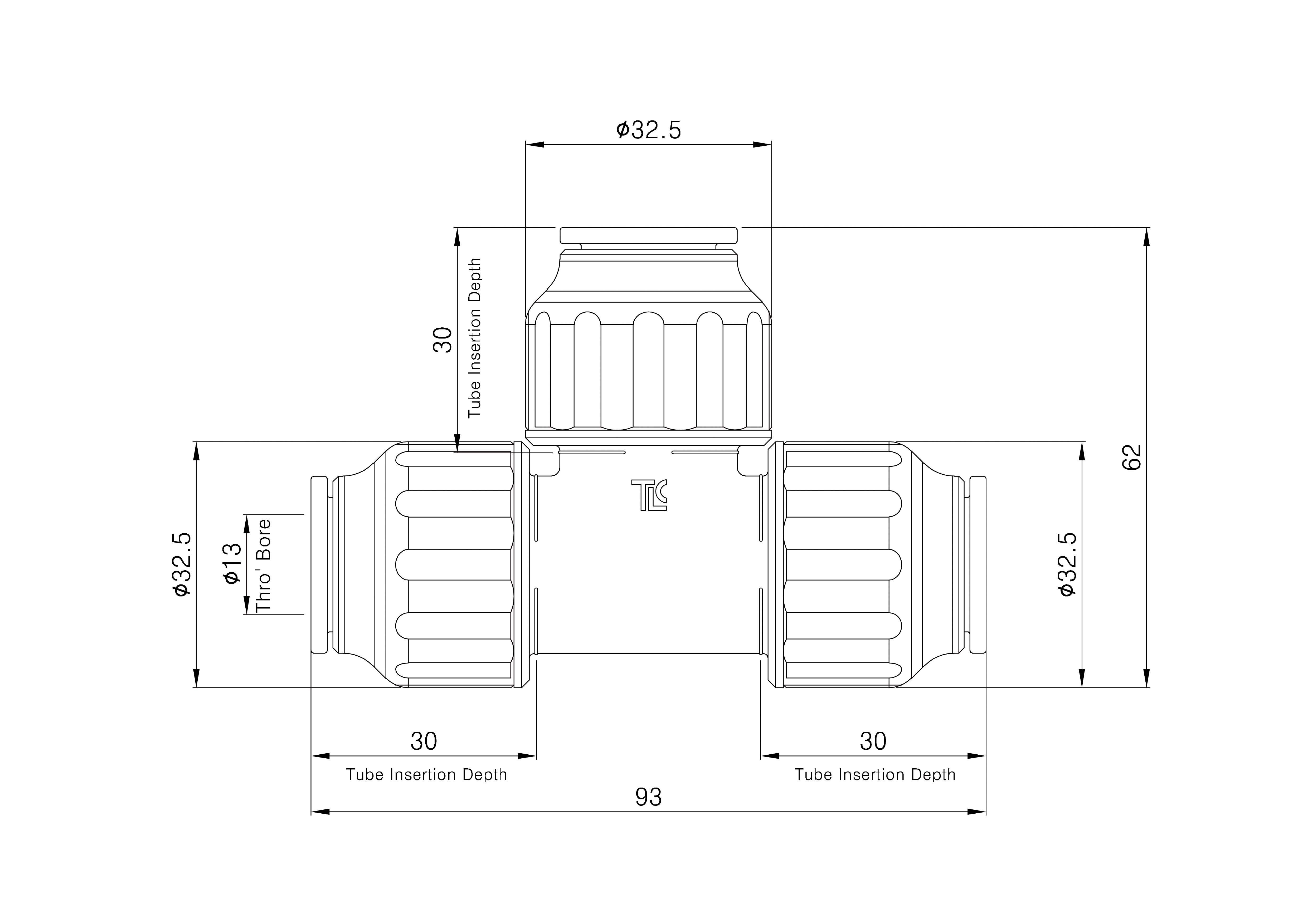Flomasta White Equal Pipe tee (Dia)15mm x 15mm x 15mm