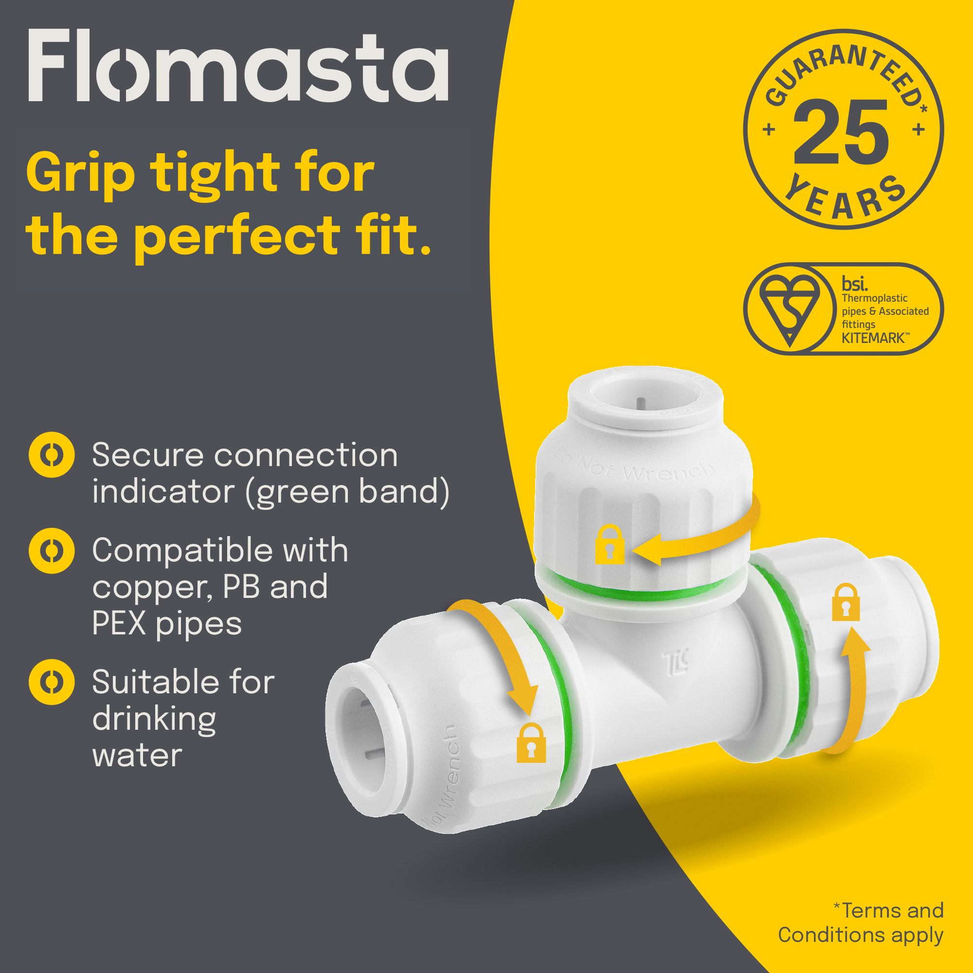 Flomasta White Equal Pipe tee (Dia)15mm x 15mm x 15mm