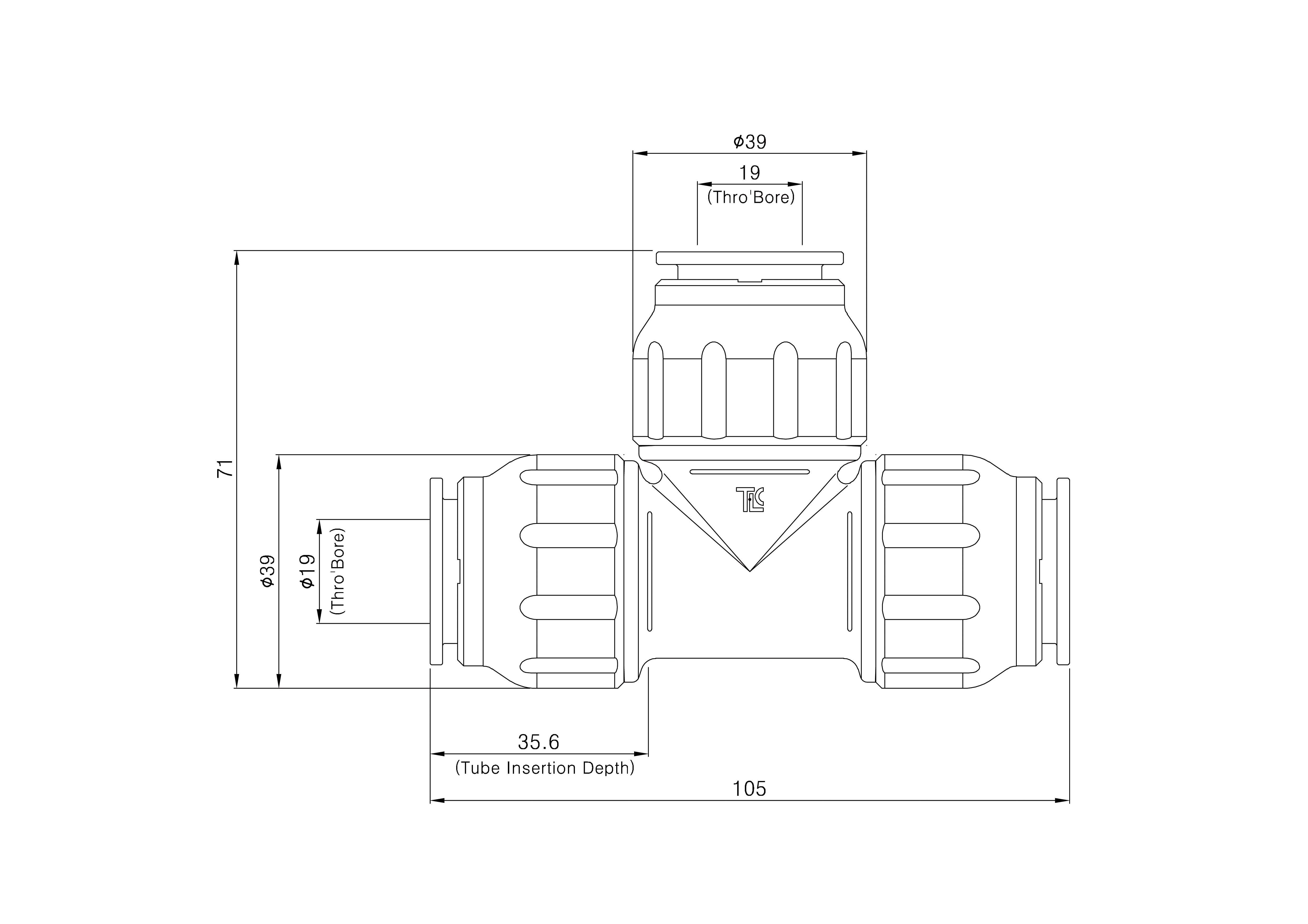 Flomasta White Equal Pipe tee (Dia)22mm x 22mm x 22mm