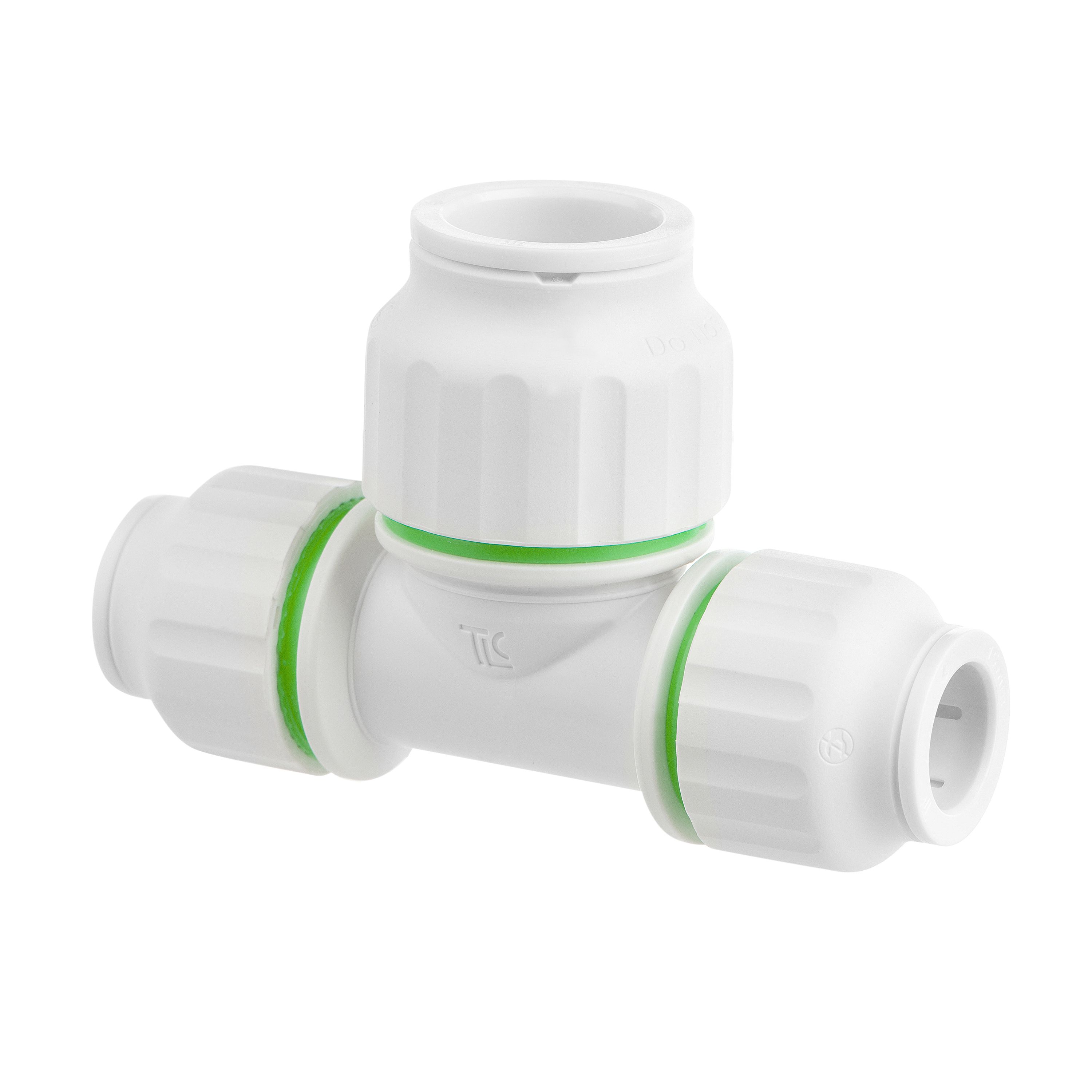 Flomasta White Reducing Pipe tee (Dia)15mm x 15mm x 22mm