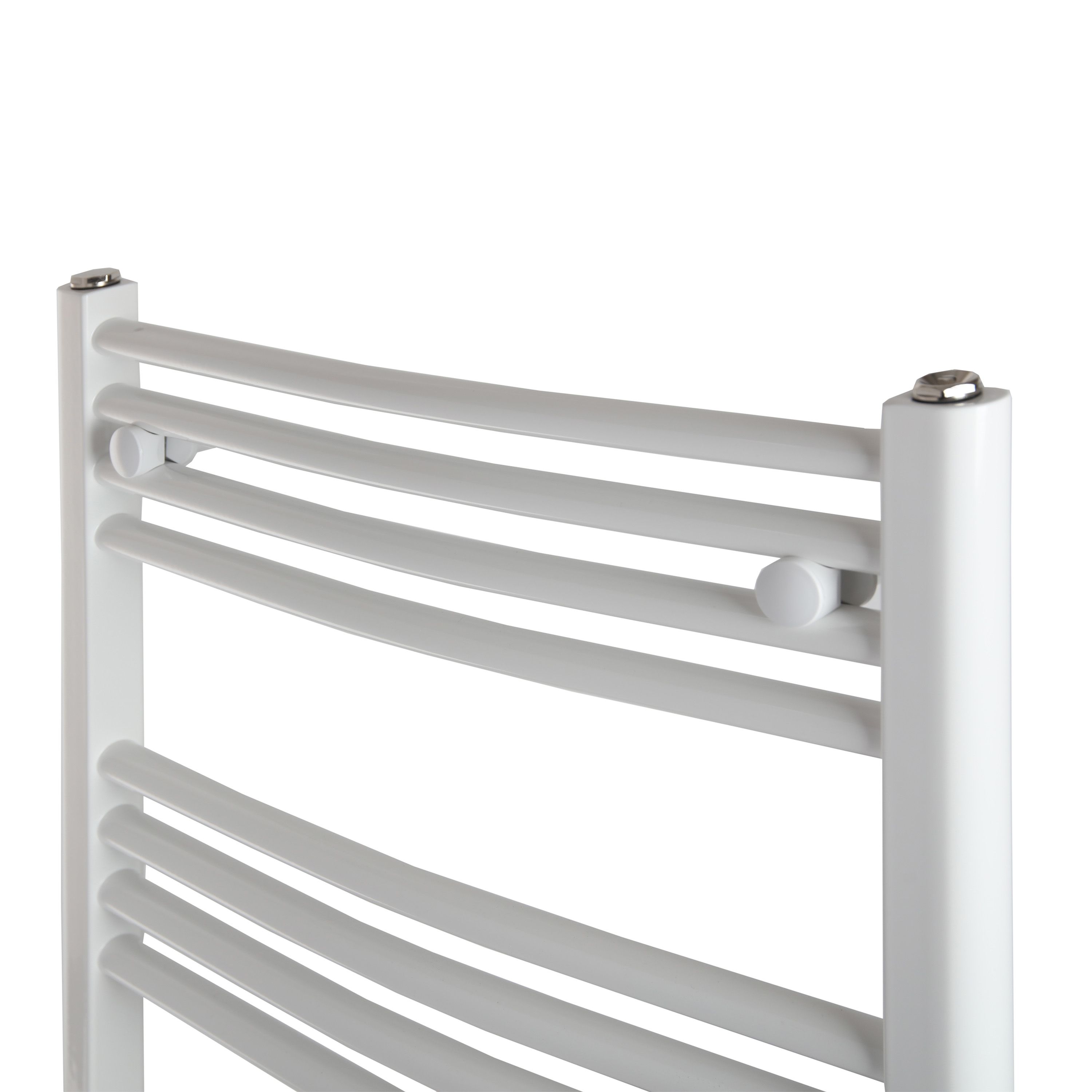 Flomasta, White Vertical Curved Towel radiator (W)600mm x (H)1100mm