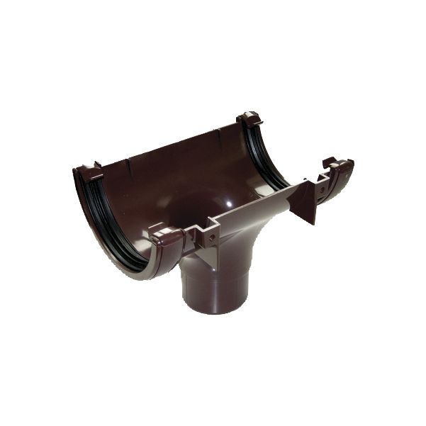 FloPlast Brown Half round Running Gutter outlet, (L)138mm (Dia)112mm