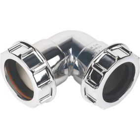 FloPlast Chrome effect Compression 90° Waste pipe Bend (Dia)40mm