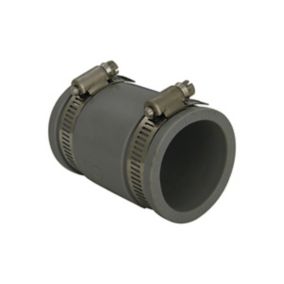 FloPlast FlexiFlo Grey Compression Adjustable Straight Waste pipe Coupler (Dia)45mm