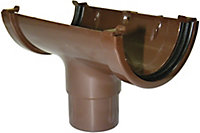 FloPlast Miniflo Brown Half round Running Gutter outlet, (L)150mm (Dia)76mm