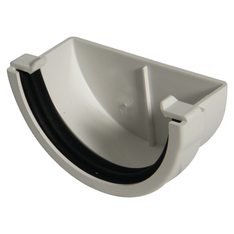 FloPlast Miniflo White Half round Gutter stop end, (L)51mm (Dia)76mm