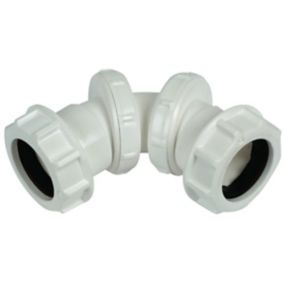 FloPlast Universal White Compression 90° Adjustable Waste pipe Bend (Dia)32mm