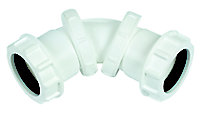 FloPlast Universal White Compression 90° Adjustable Waste pipe Bend (Dia)40mm