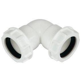 FloPlast Universal White Compression 90° Waste pipe Bend (Dia)32mm