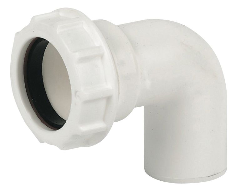 FloPlast Universal White Compression 90° Waste pipe Bend (Dia)40mm