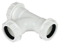 FloPlast White Compression Equal Waste pipe Tee, (Dia)32mm