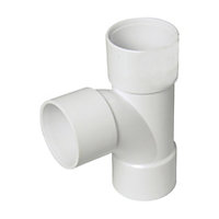 FloPlast White Solvent weld 90° Equal Waste pipe Tee, (Dia)42mm, Pack of 3