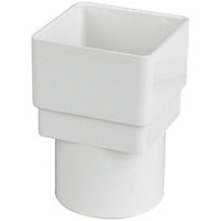 FloPlast White Square to Round Gutter adaptor, (L)65mm (Dia)68mm