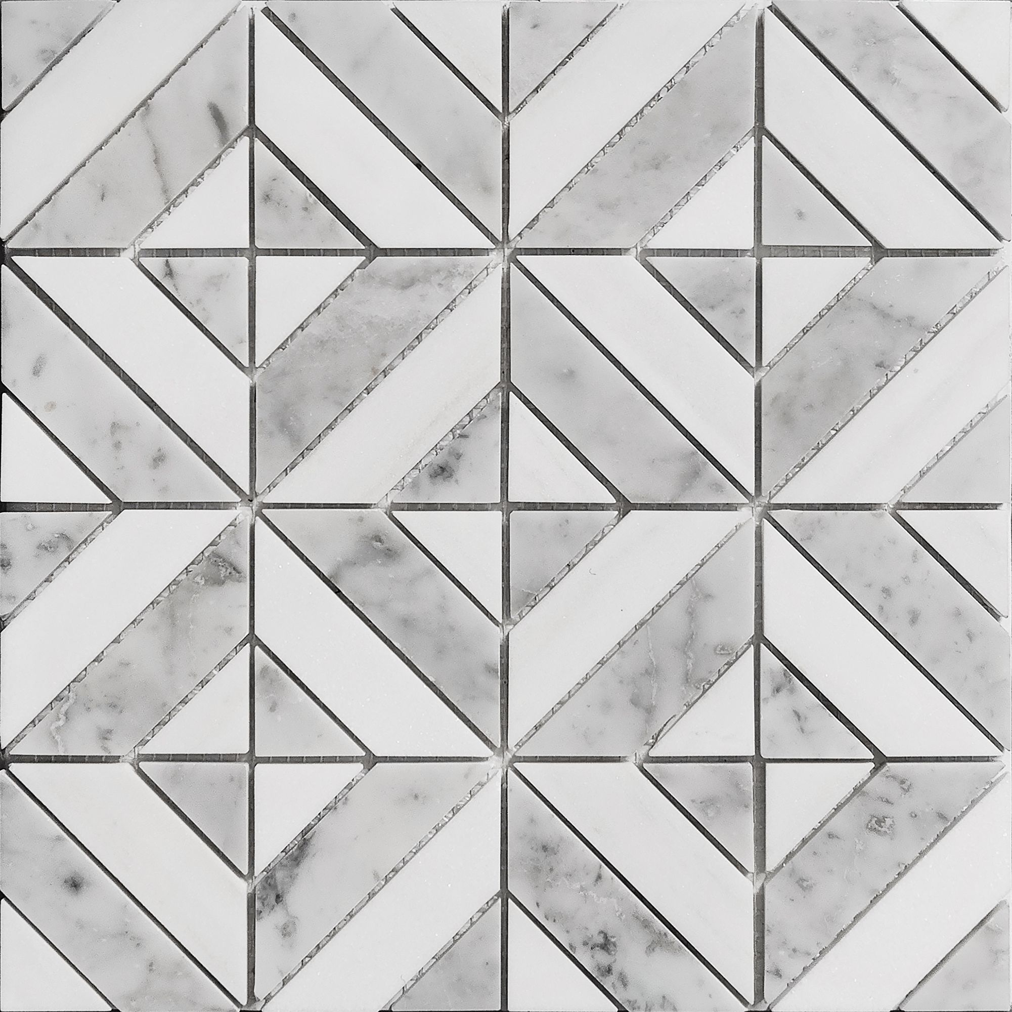 Florence Grey & white Polished Marble 2x2 Mosaic tile, (L)300mm (W)300mm