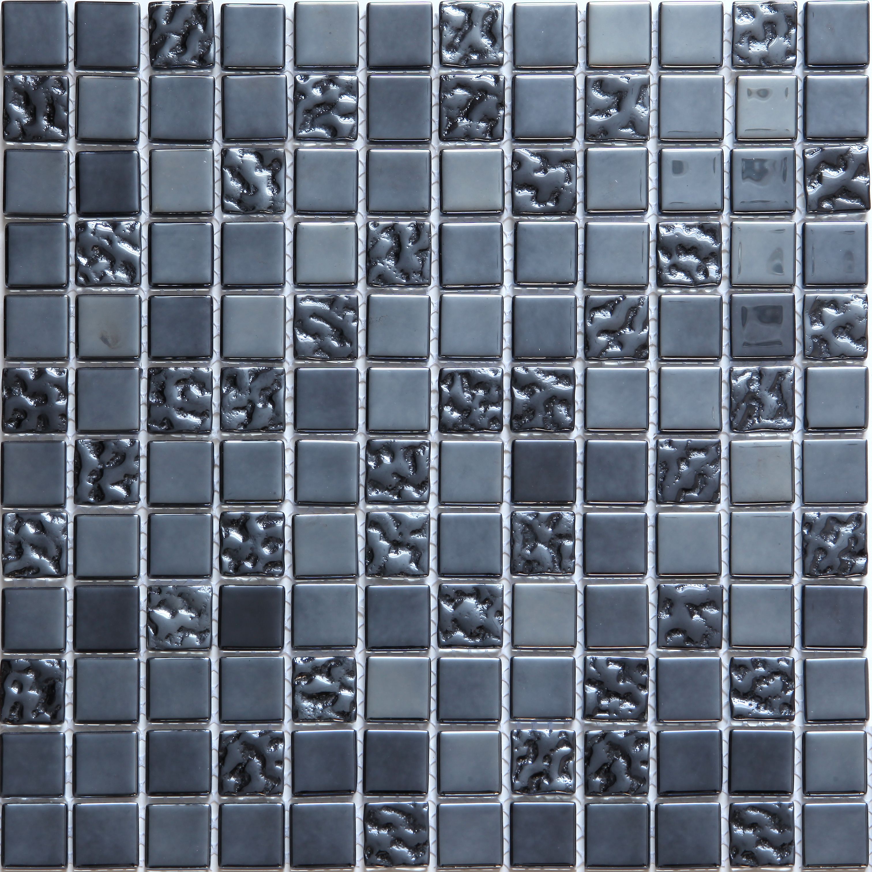 Flourencia Black Glass Mosaic tile, (L)300mm (W)300mm
