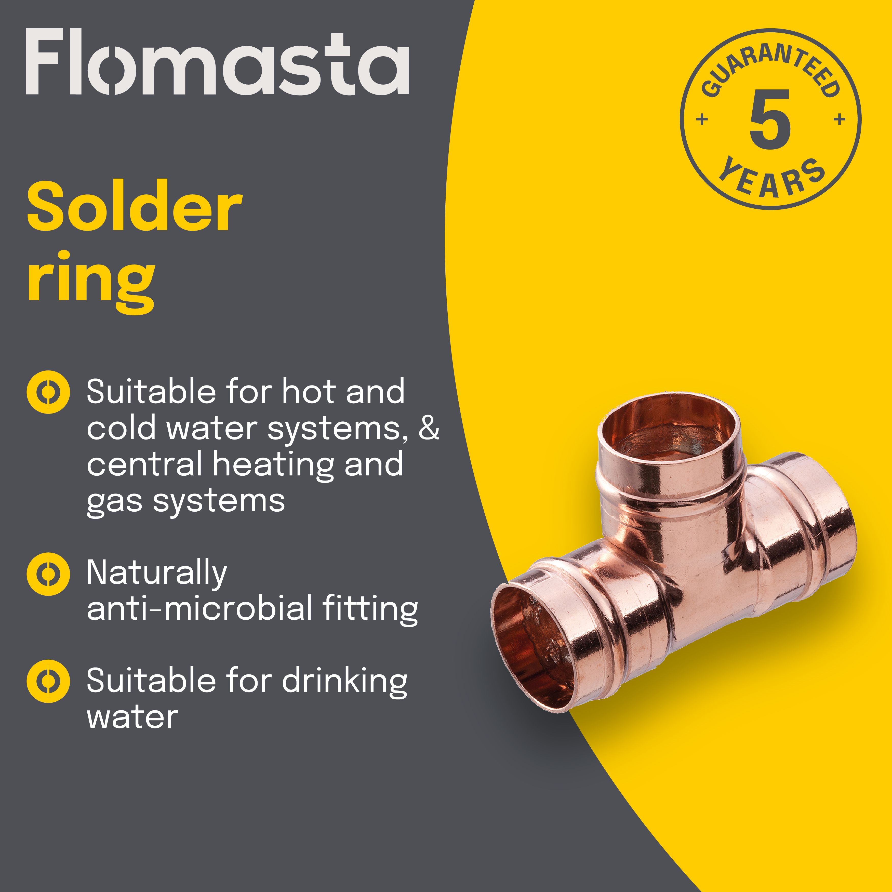 Flowflex Brass Equal Tee (Dia) 15mm x 15mm x 15mm, Pack of 10