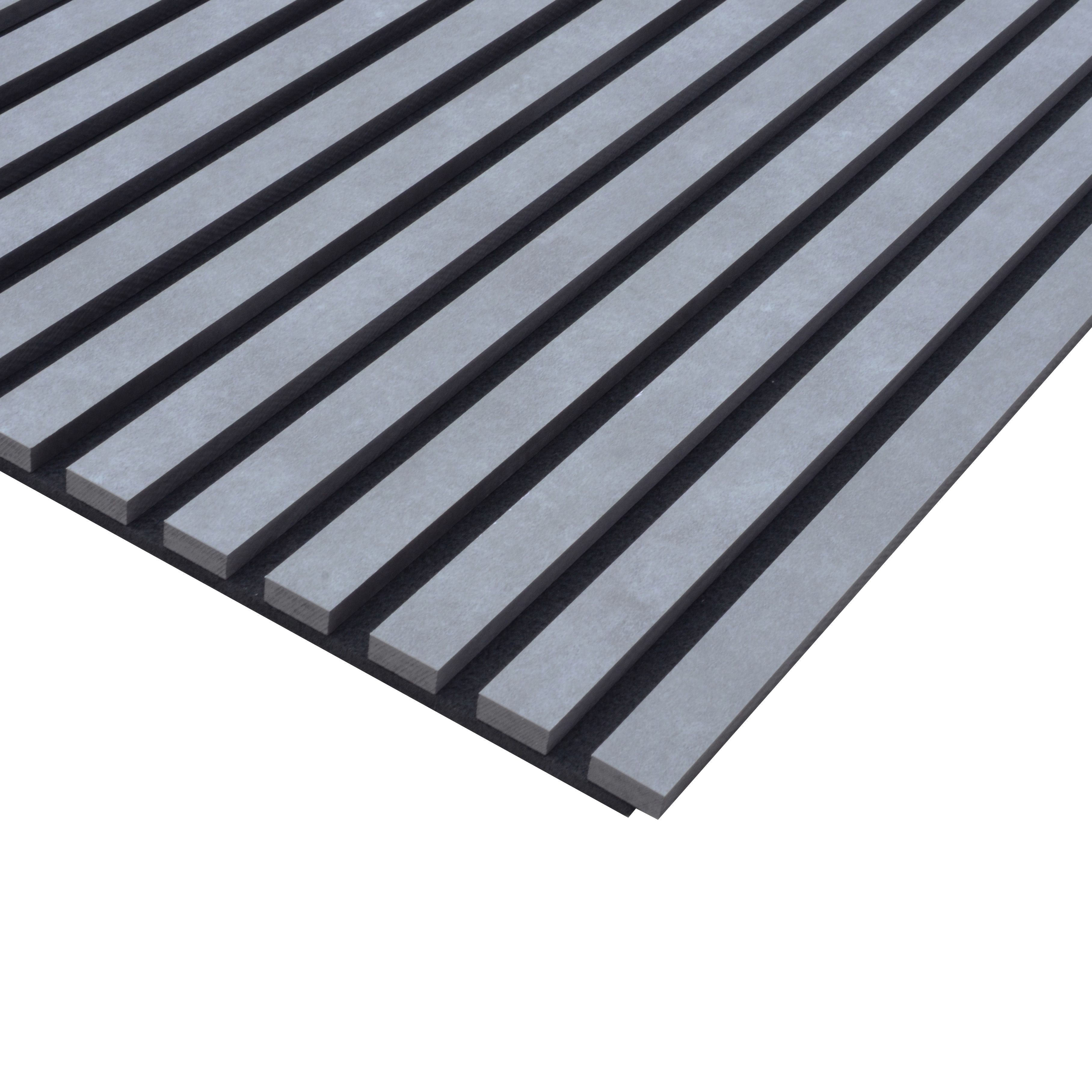 FN Acustico Grey Concrete veneer Acoustic panel (L)2400mm (W)572.5mm, 7.2kg