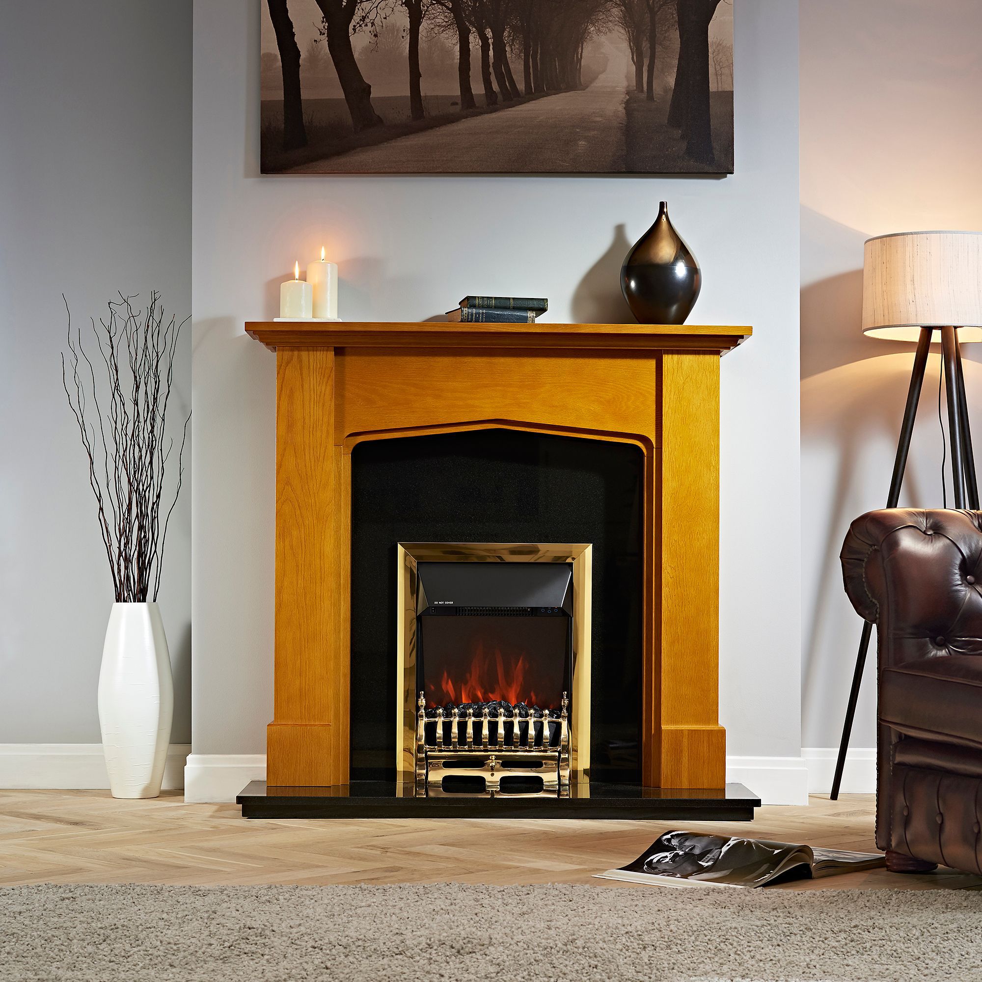 Focal Point Blenheim 2kW Brass effect Electric Fire