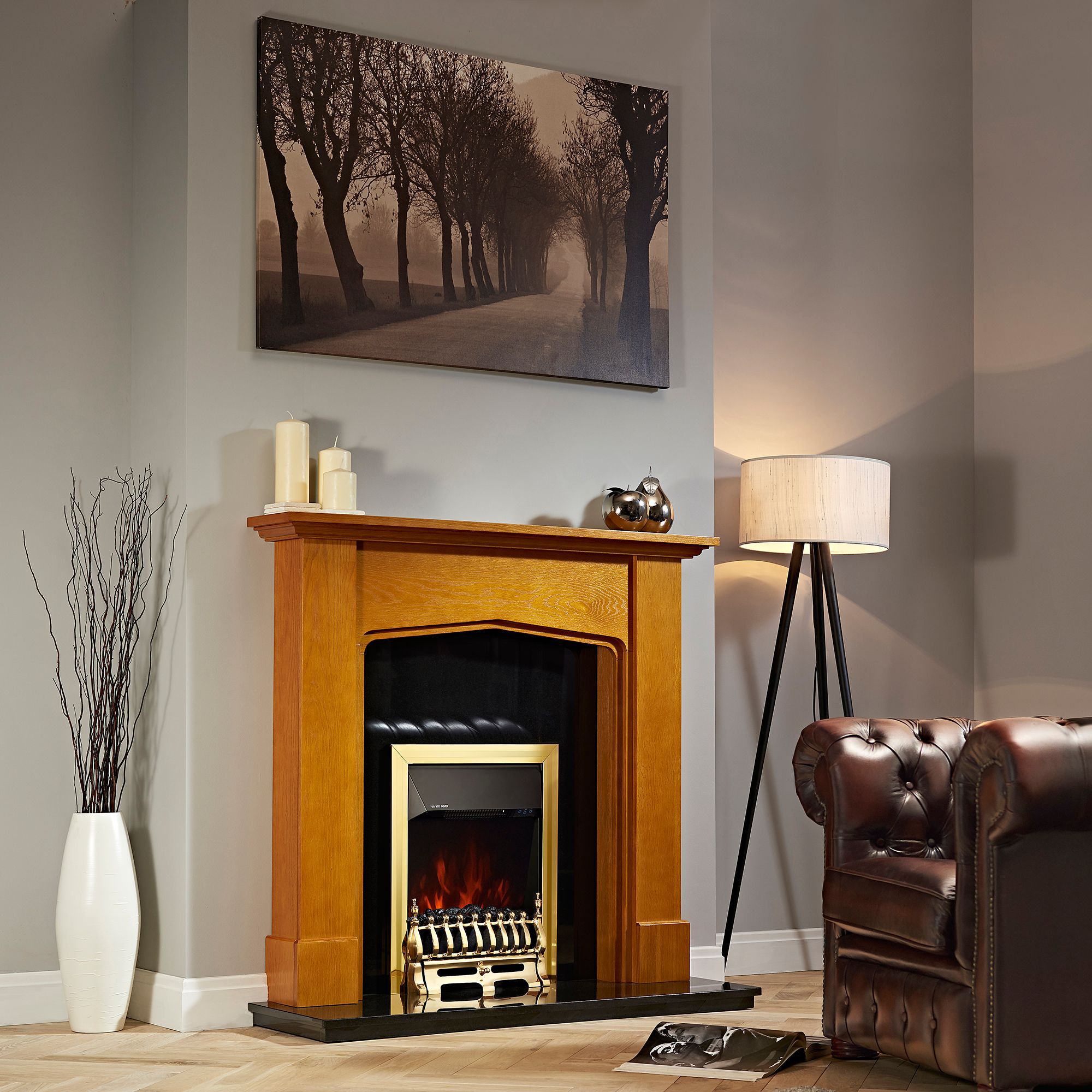 Focal Point Blenheim 2kW Brass effect Electric Fire