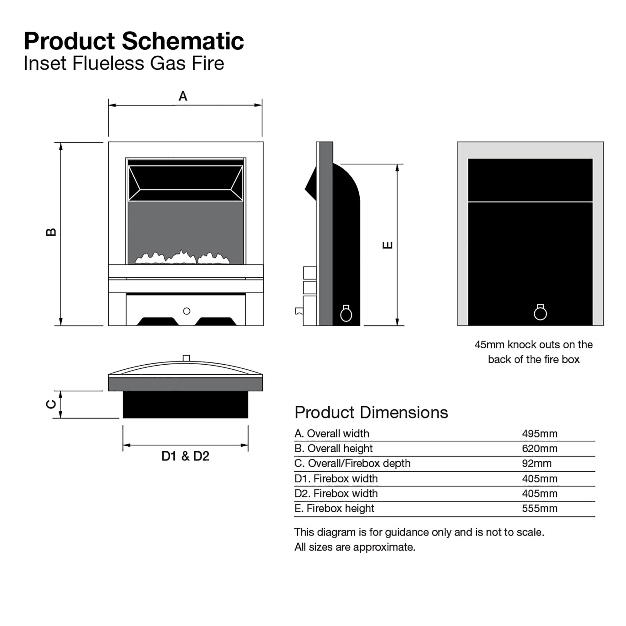Focal Point Blenheim Gas fire Black Chrome effect Rotary control knob Gas Fire