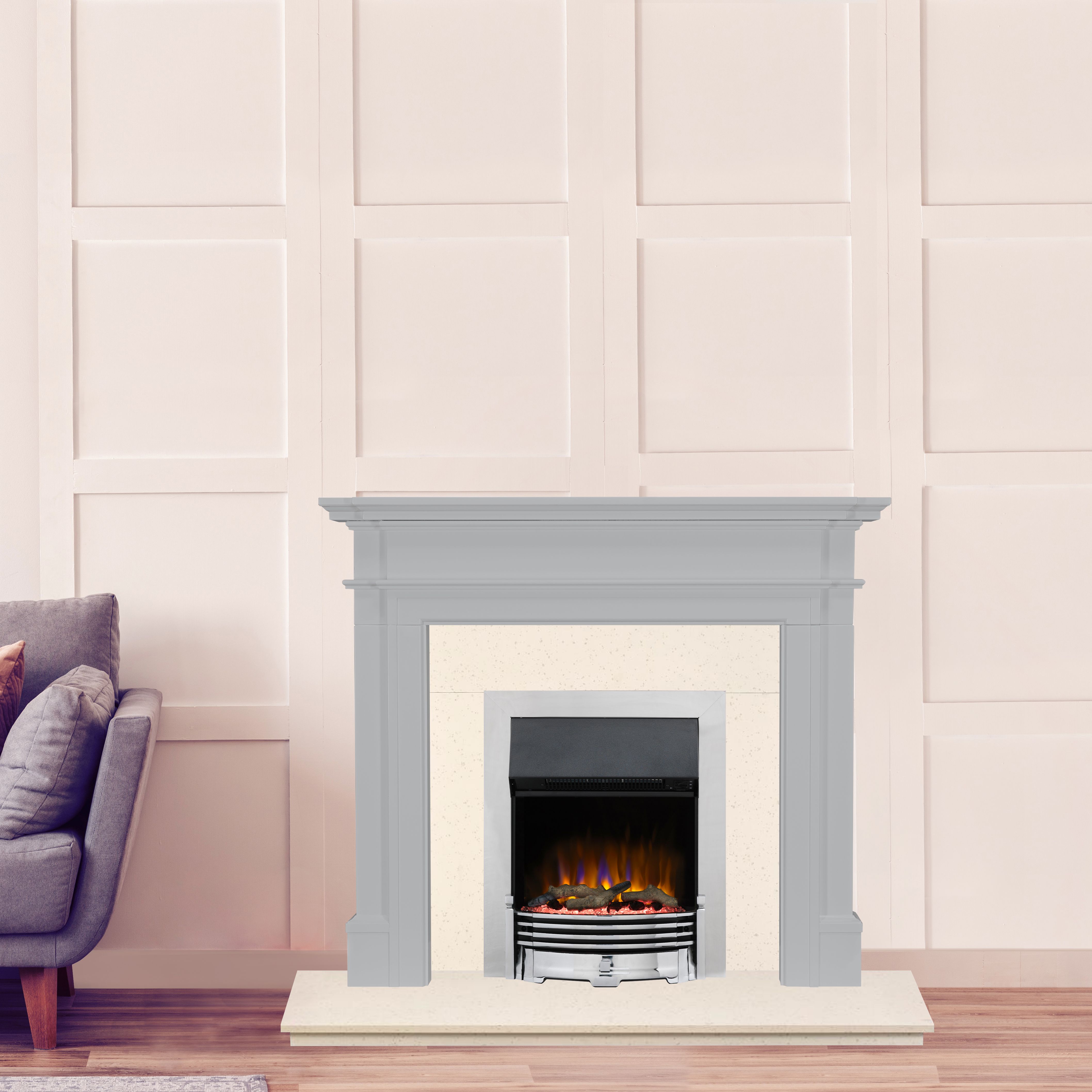 Focal Point Contemporary Stone effect Back panel & hearth (W)1250mm (D)380mm