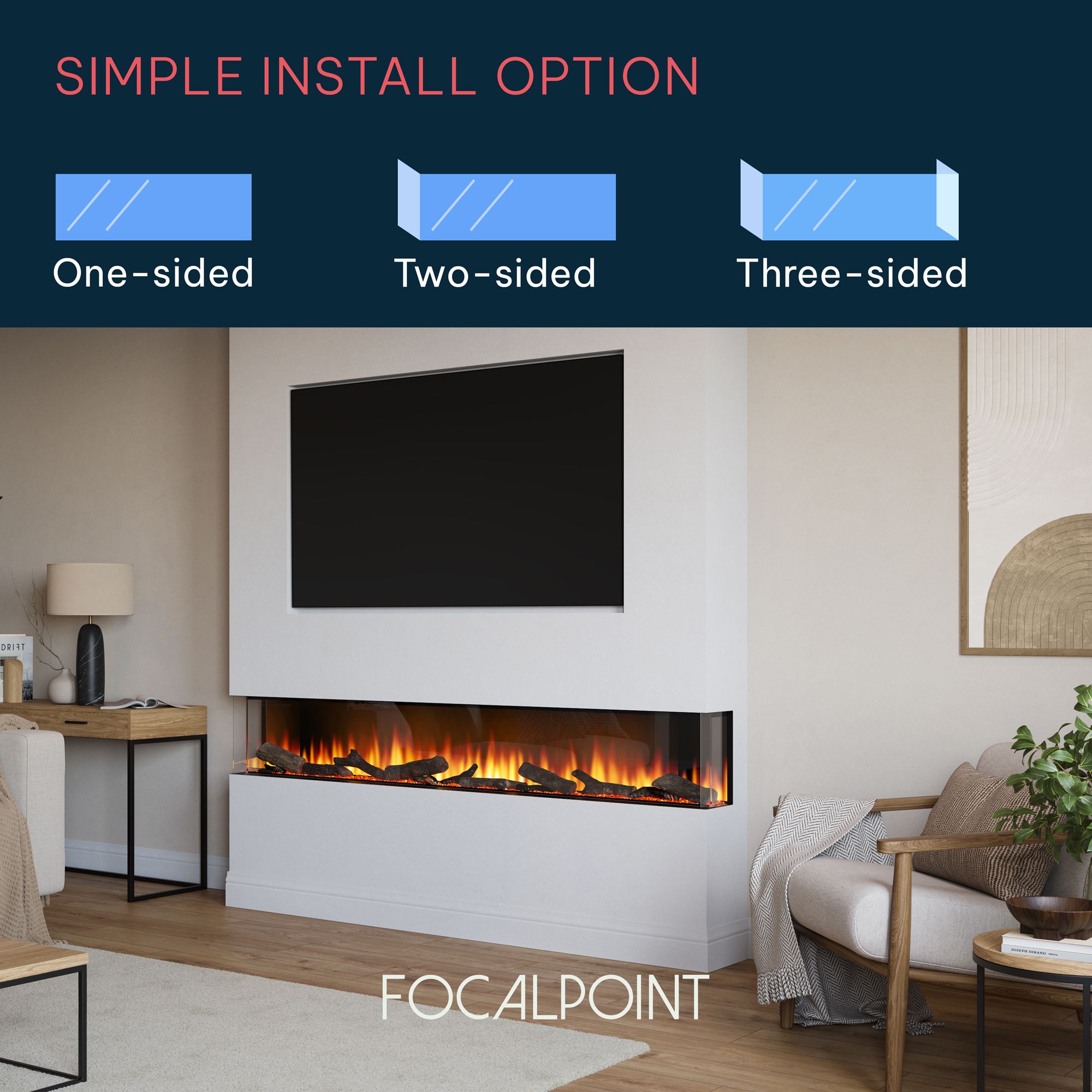 Focal Point Eccentra 2000 2kW Black Media wall Fire (H)514mm (W)2016mm (D)220mm