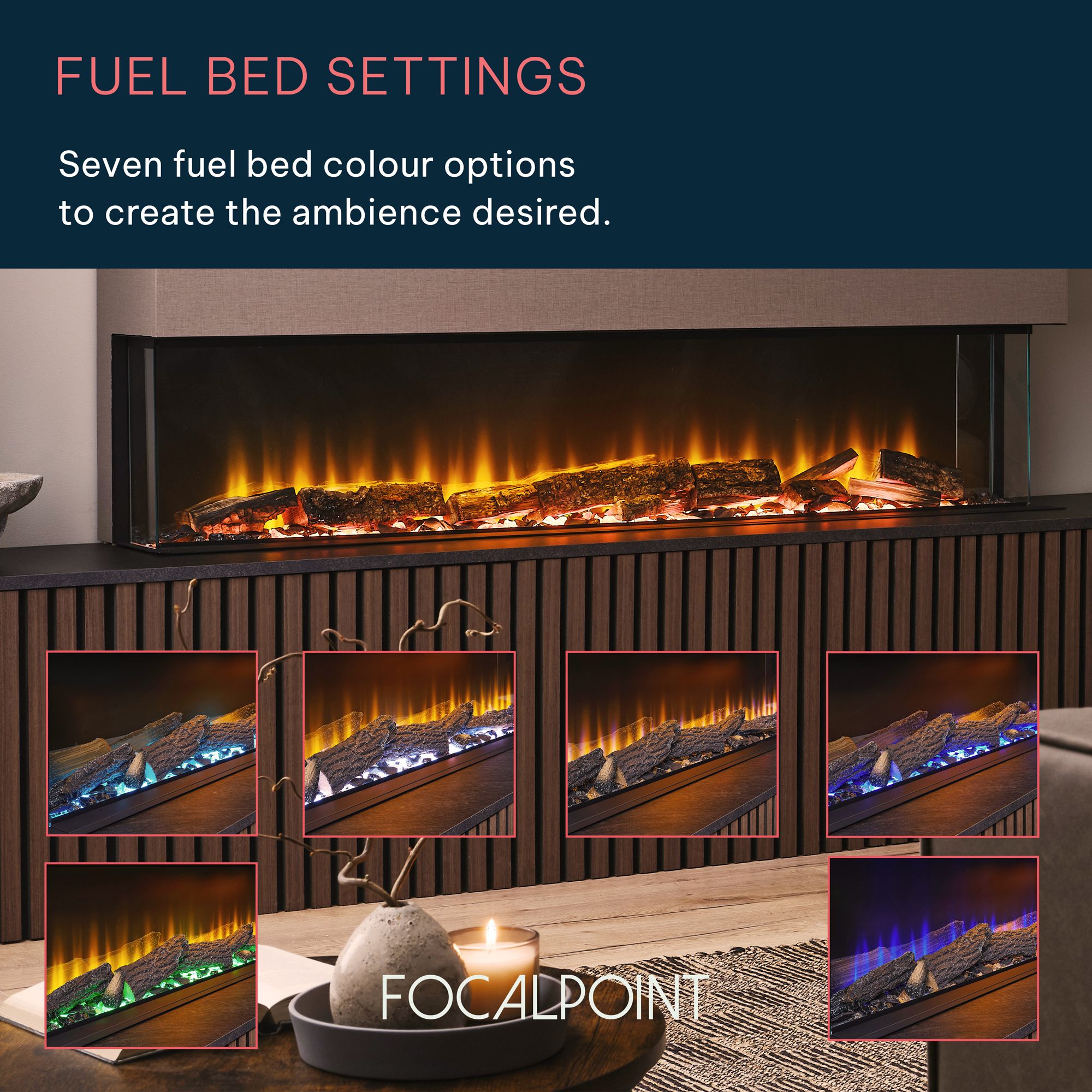 Focal Point Eccentra 2000 2kW Black Media wall Fire (H)514mm (W)2016mm (D)220mm