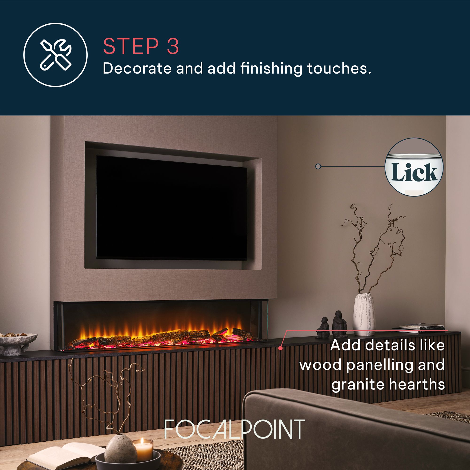Focal Point Eccentra 2000 2kW Black Media wall Fire (H)514mm (W)2016mm (D)220mm